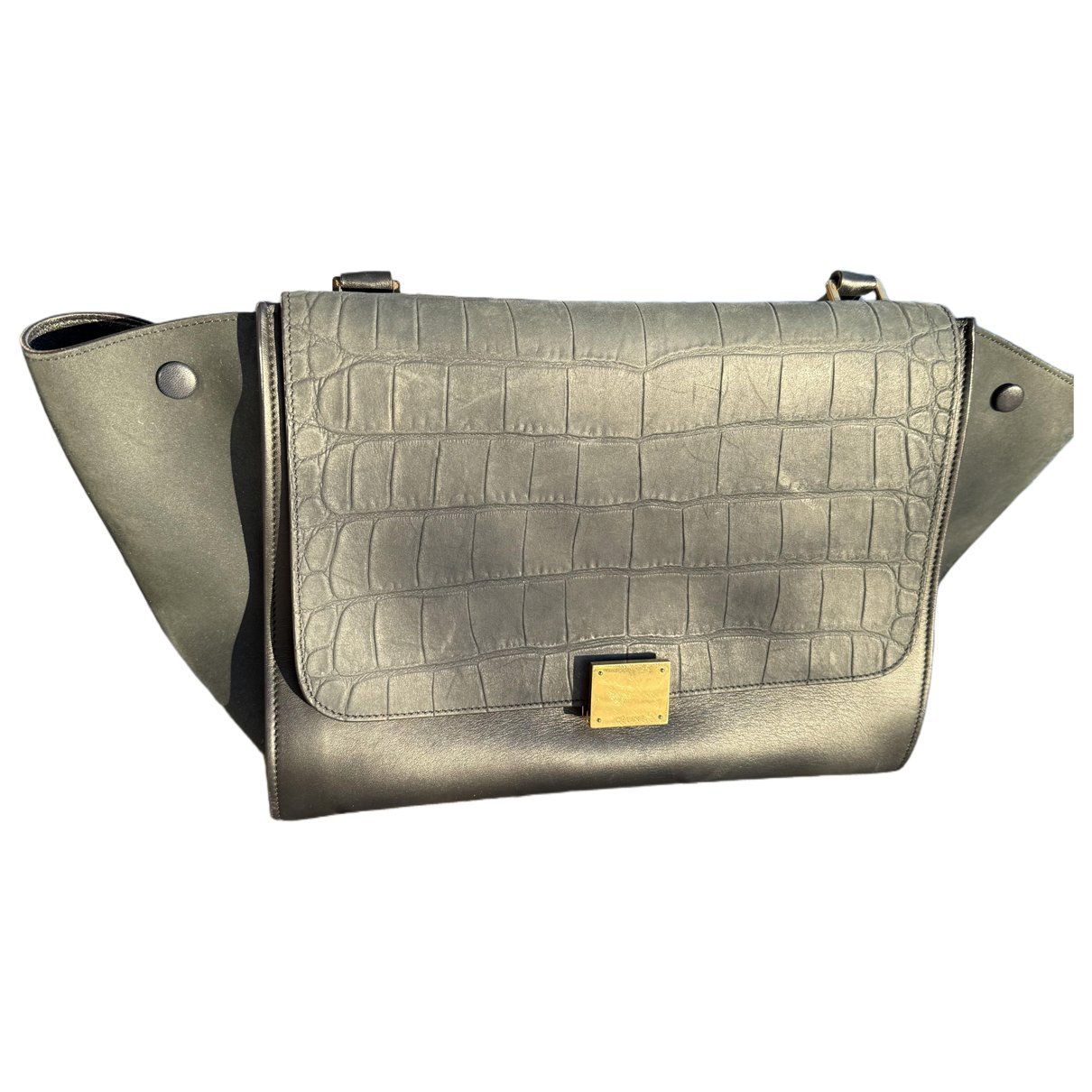 Trapèze leather handbag