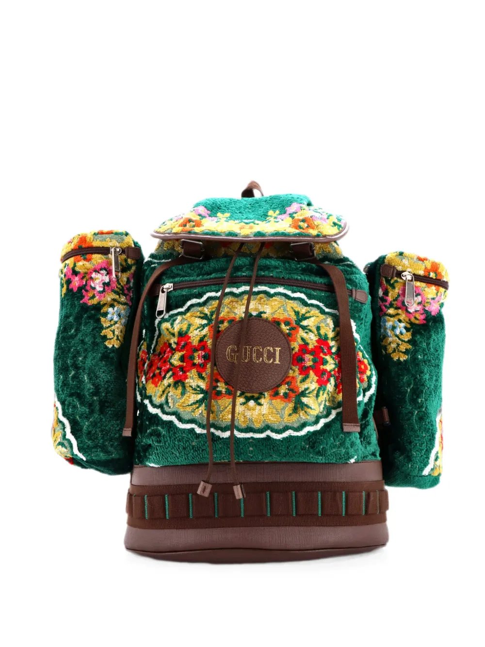 Multiple Pocket Floral Velvet Jacquard Large backpack