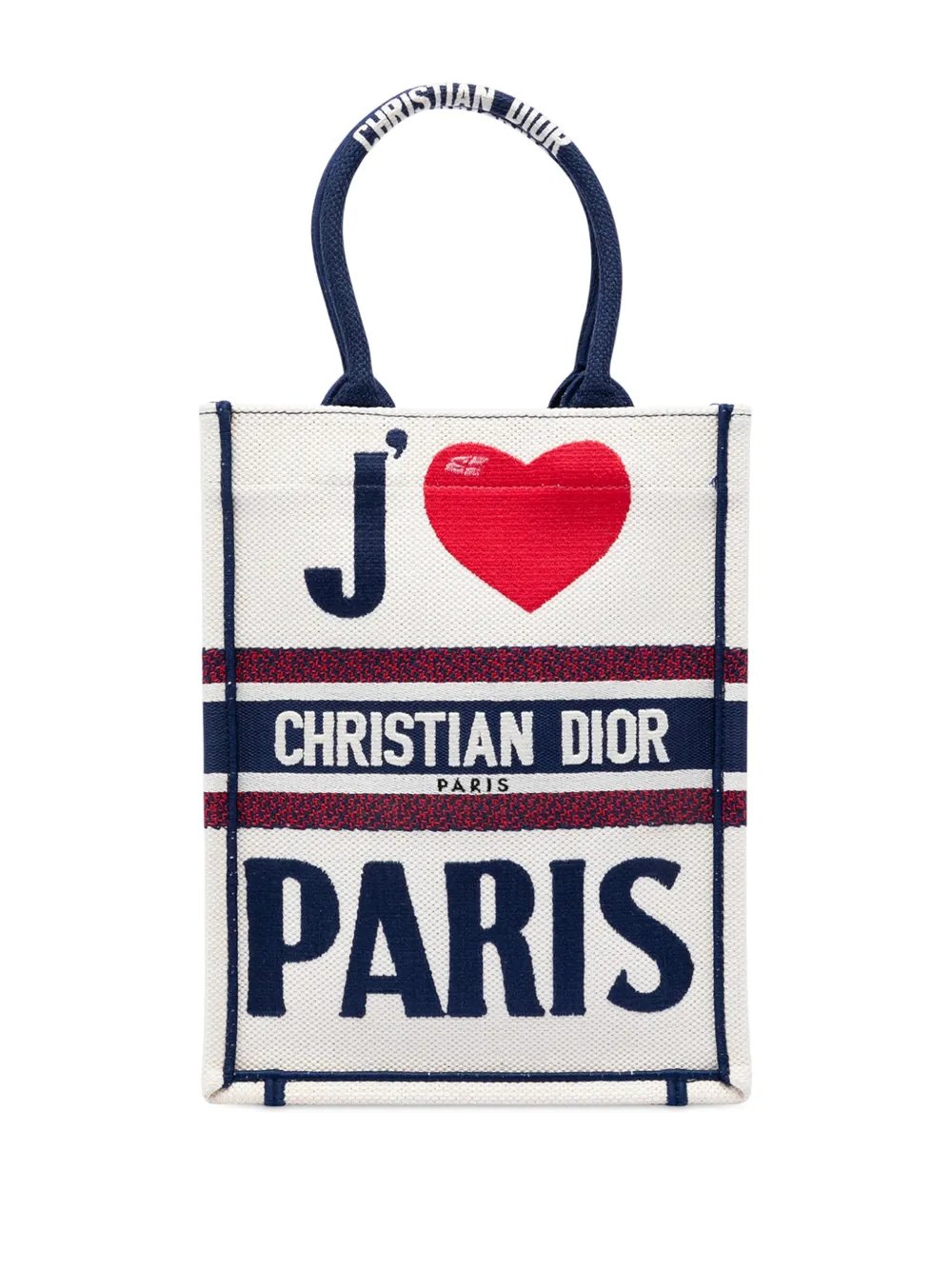 2021 Embroidered Canvas I Love Paris Vertical Book tote bag