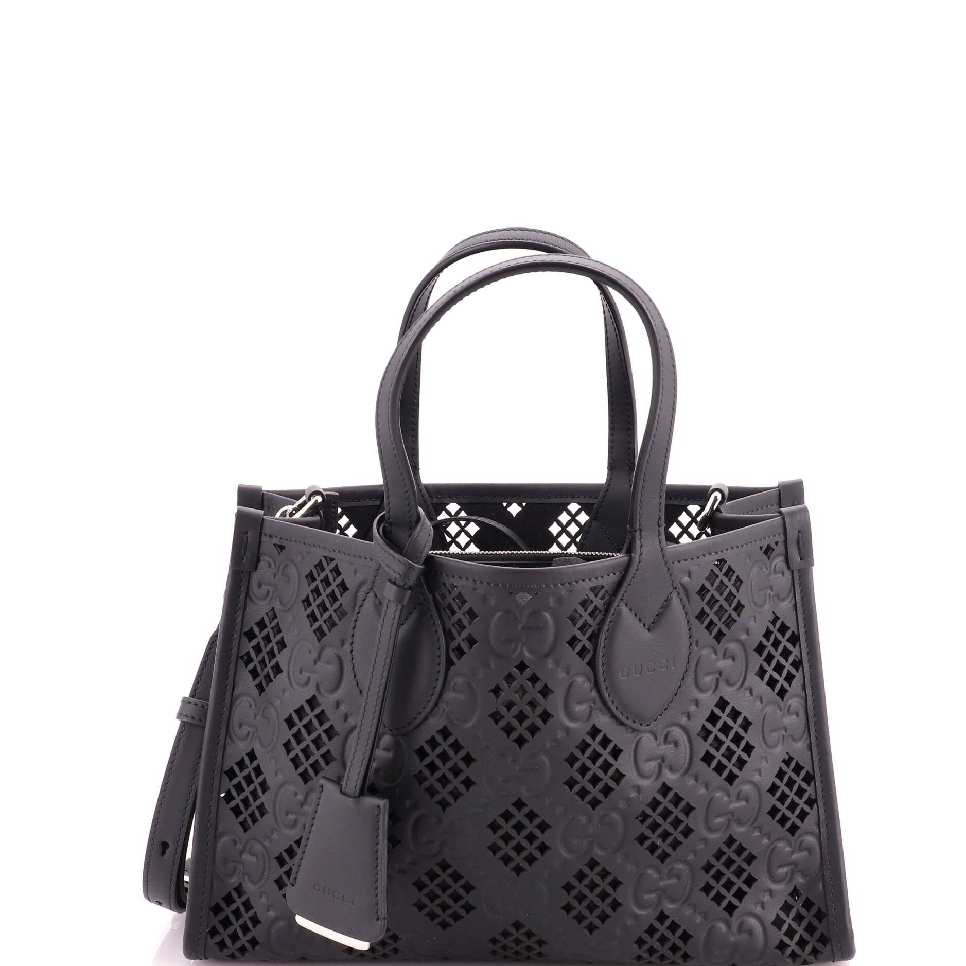 Convertible Tote GG Debossed Laser Cut Leather Small
