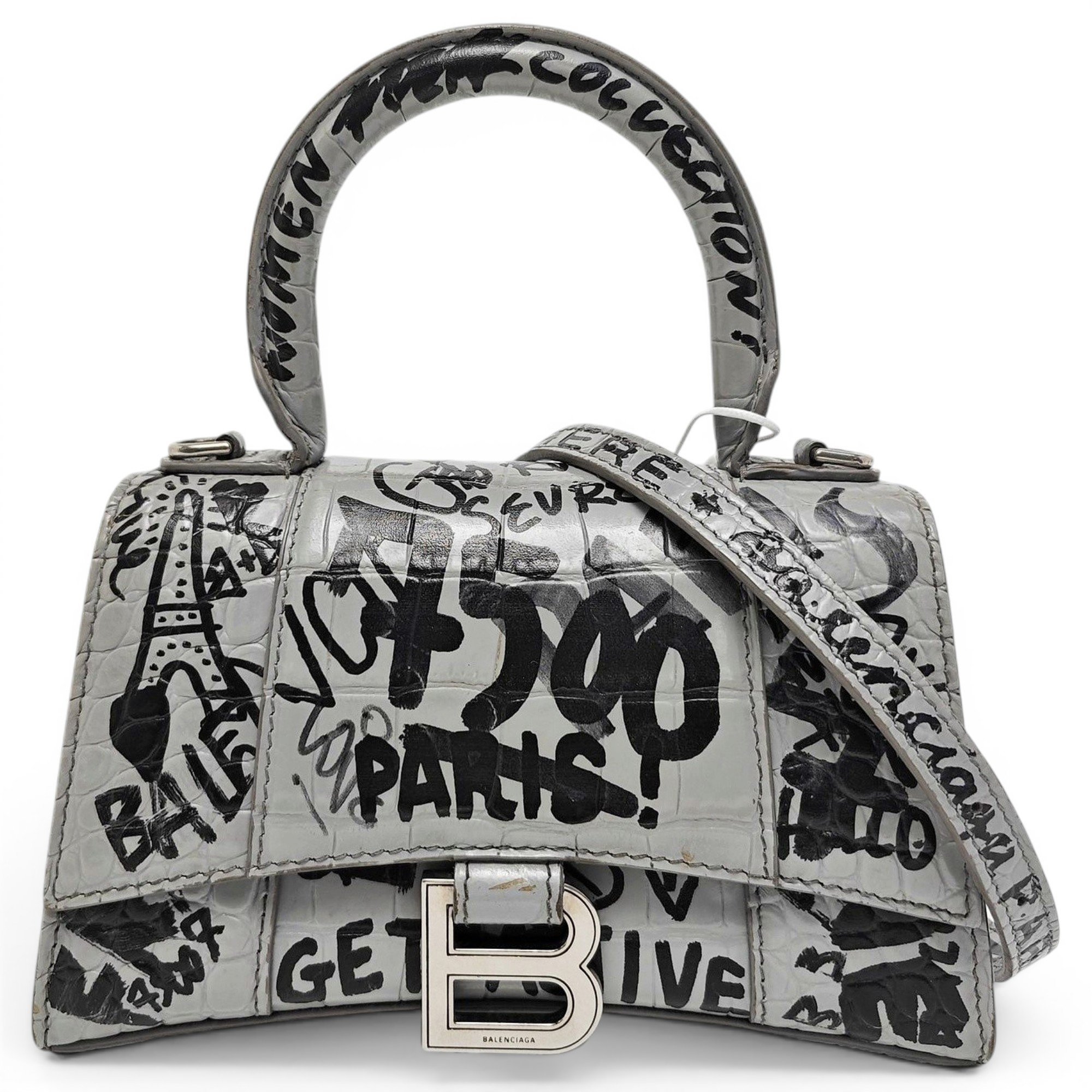 Hourglass leather handbag