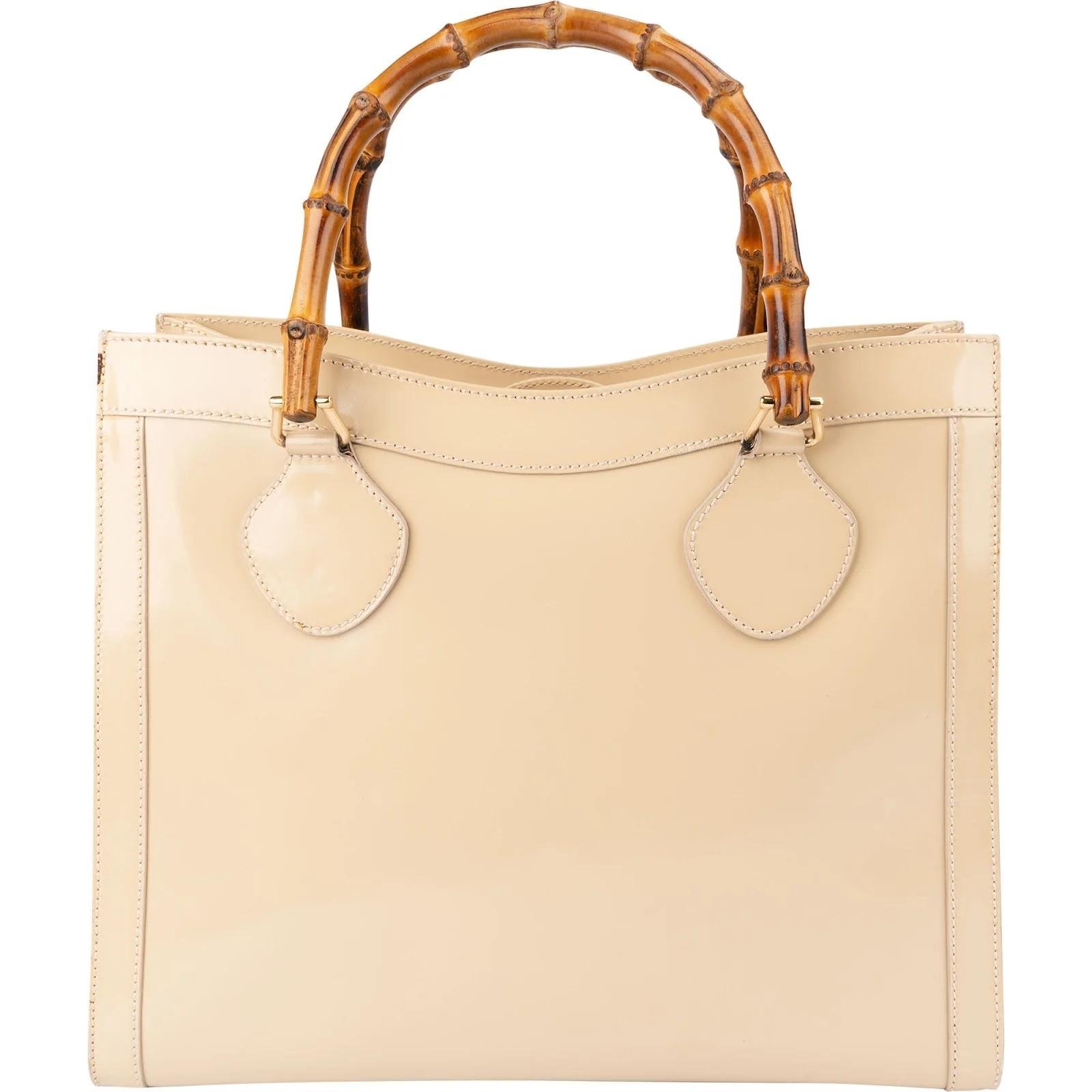 Bamboo patent leather handbag