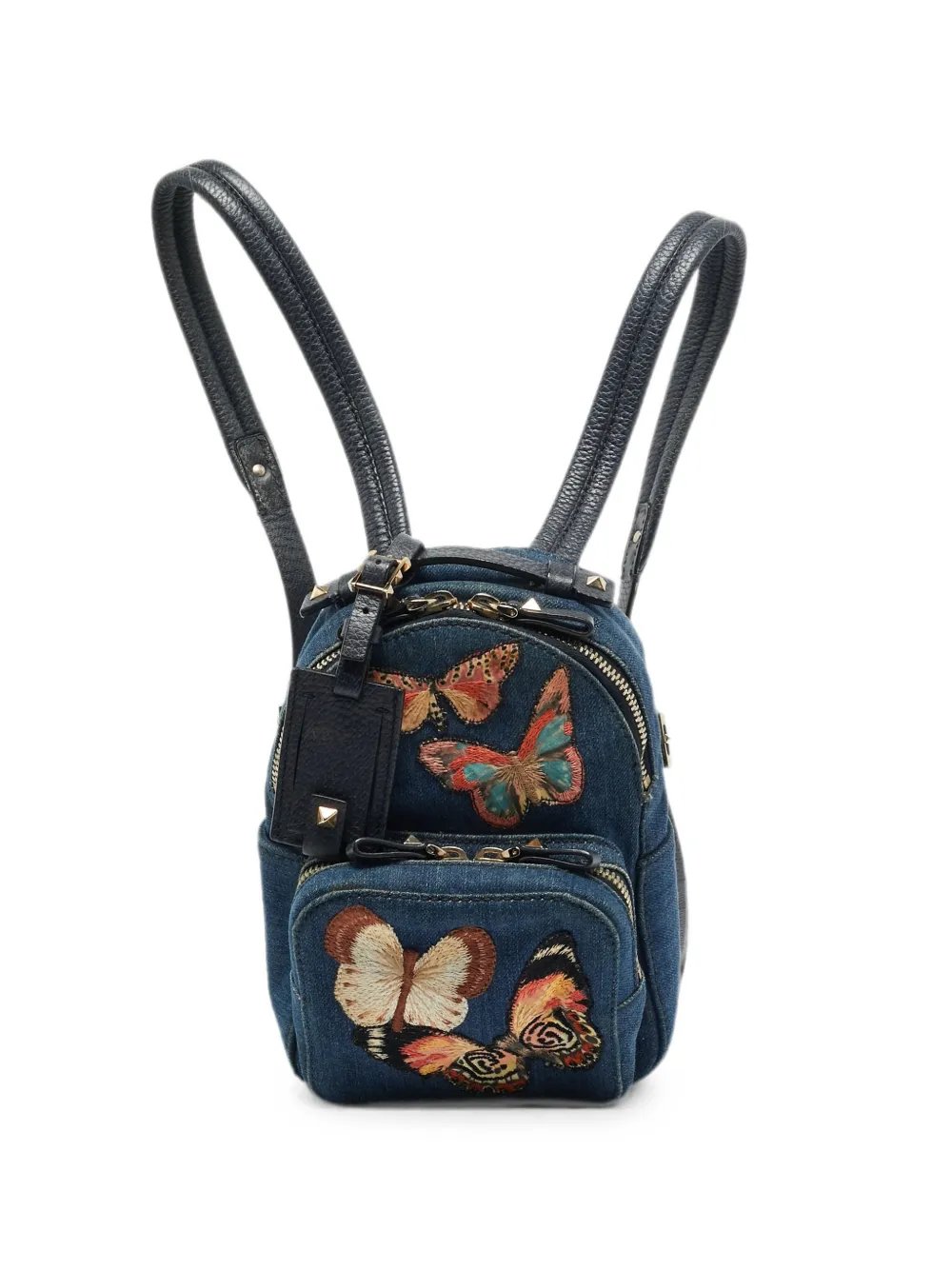 Valentino Garavani Rockstud embroidered butterfly-motif backpack
