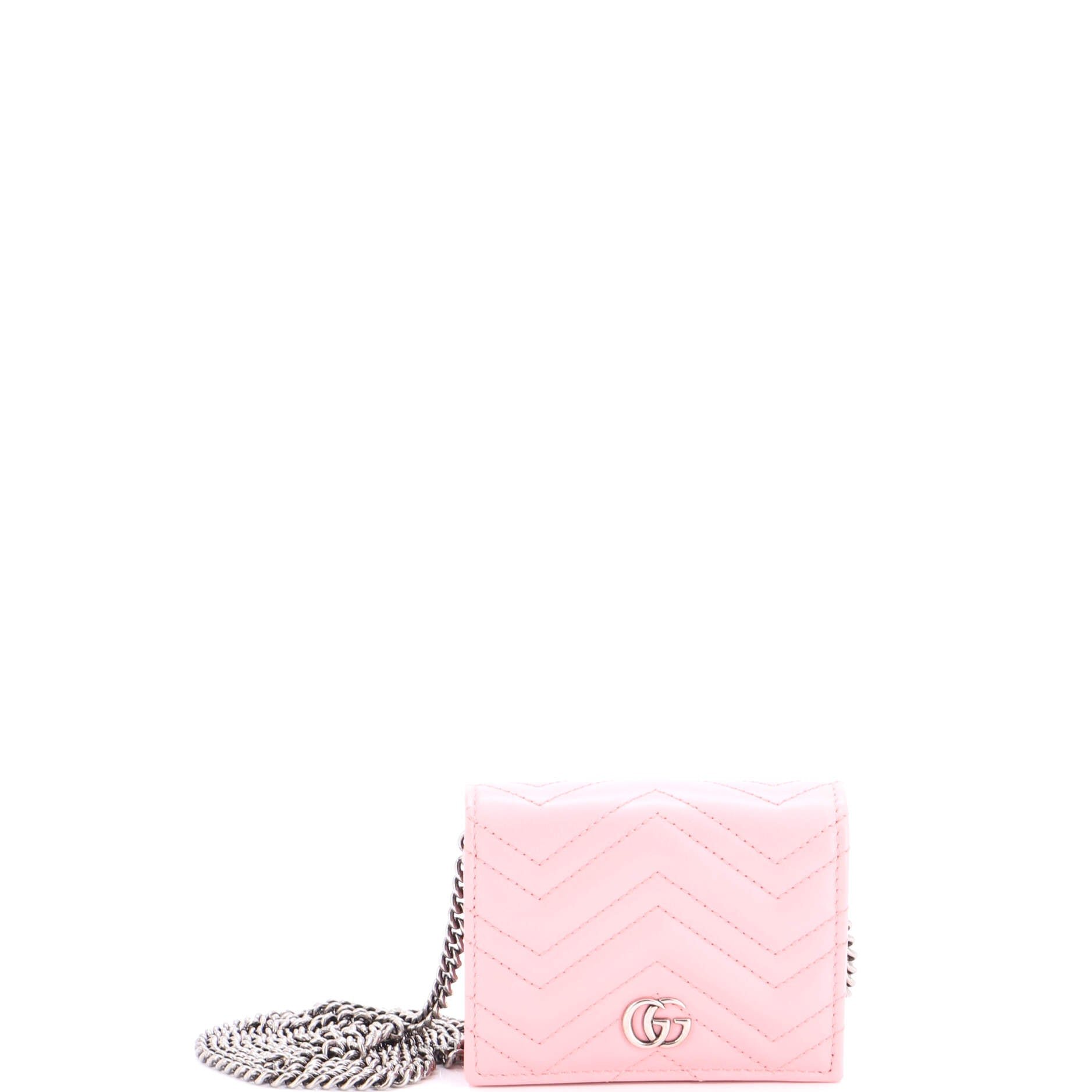 GG Marmont Card Case on Chain Matelasse Leather