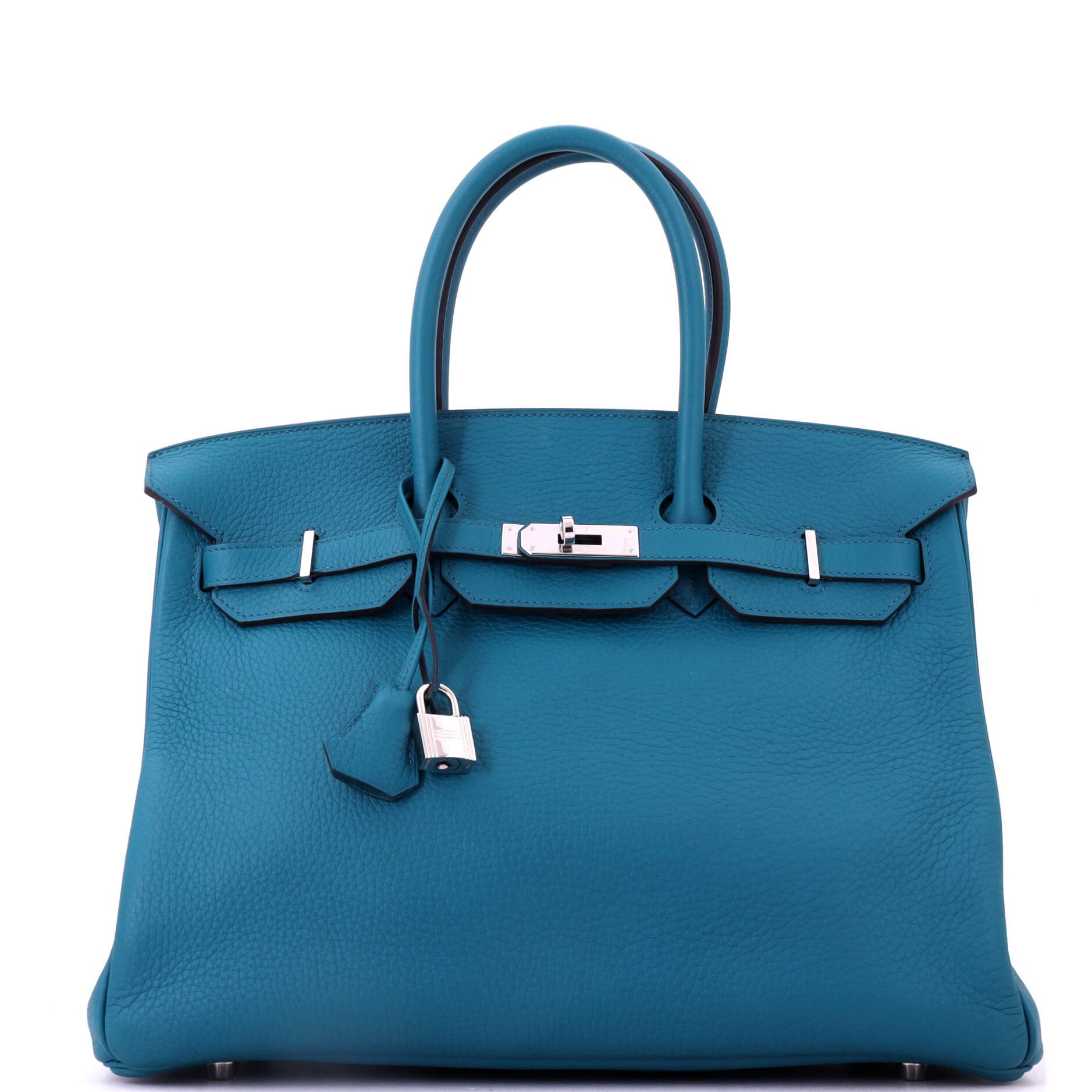 Birkin Handbag Bleu Izmir Clemence with Palladium Hardware 35