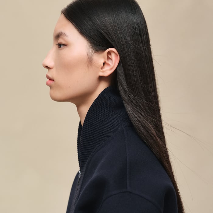 Bleu Noir Mixed Knit Jacket