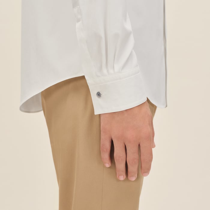 Blanc Fitted Shirt With Louis Collar