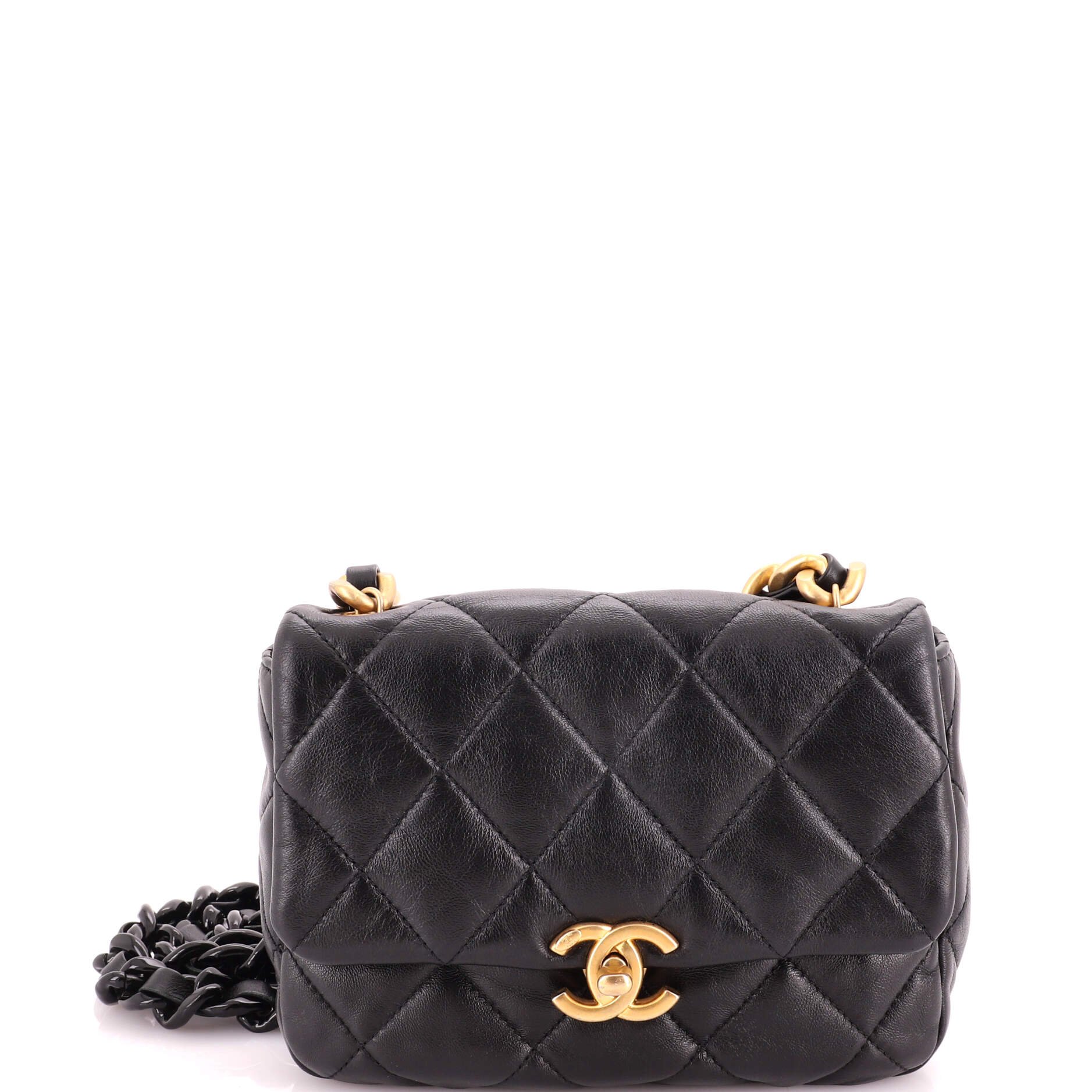 Lacquered Metal CC Flap Bag Quilted Lambskin Mini