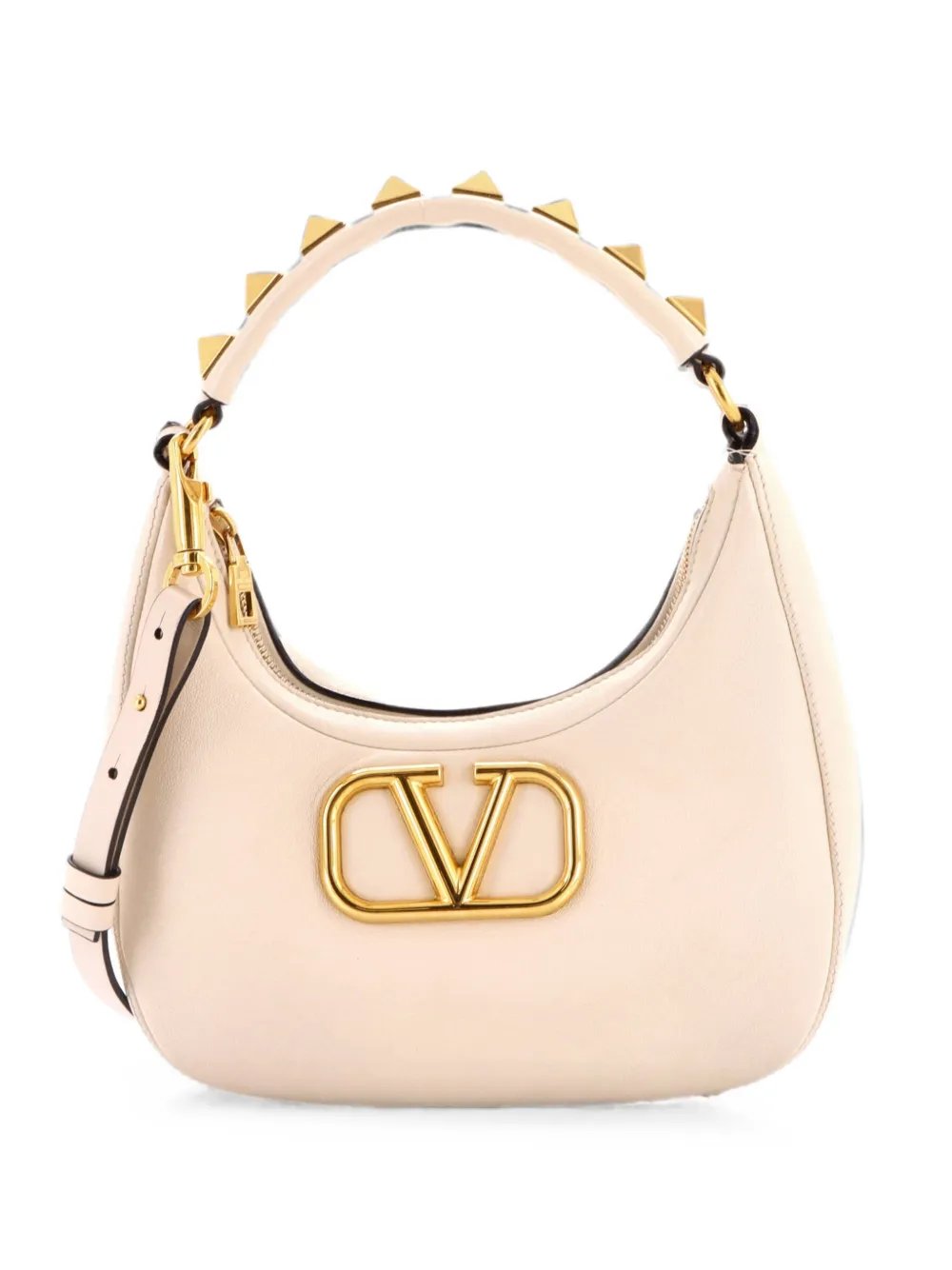 Stud Sign Zip Leather hobo bag