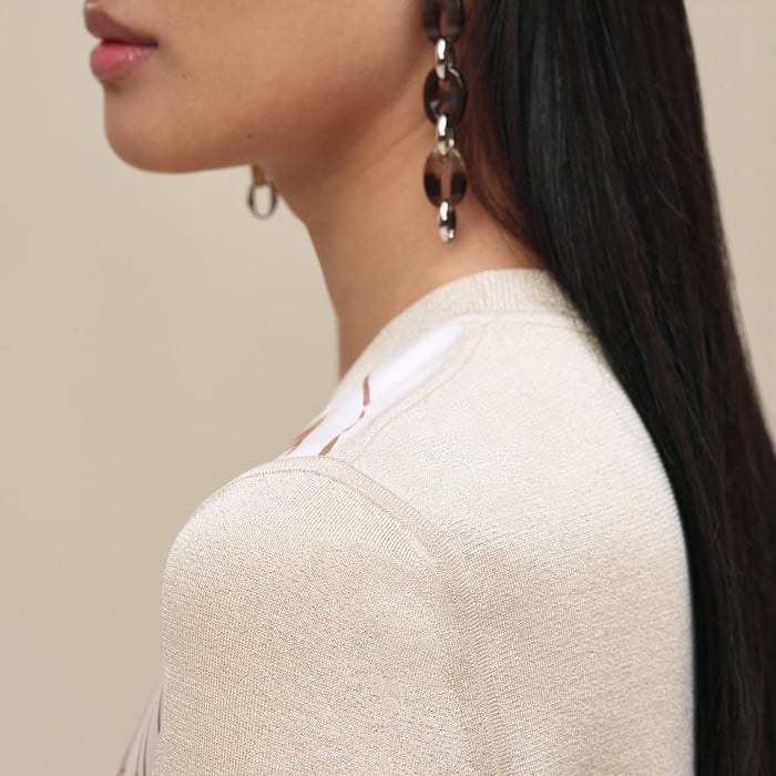 Blanc Nacre "Brides De Gala Gold" Short-sleeve Sweater