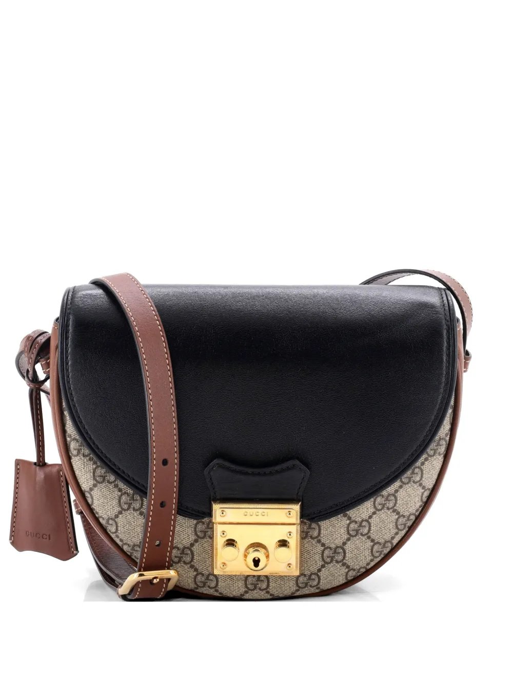 Padlock Saddle Shoulder Bag GG Coated Canvas and Leather Small crossbody bag