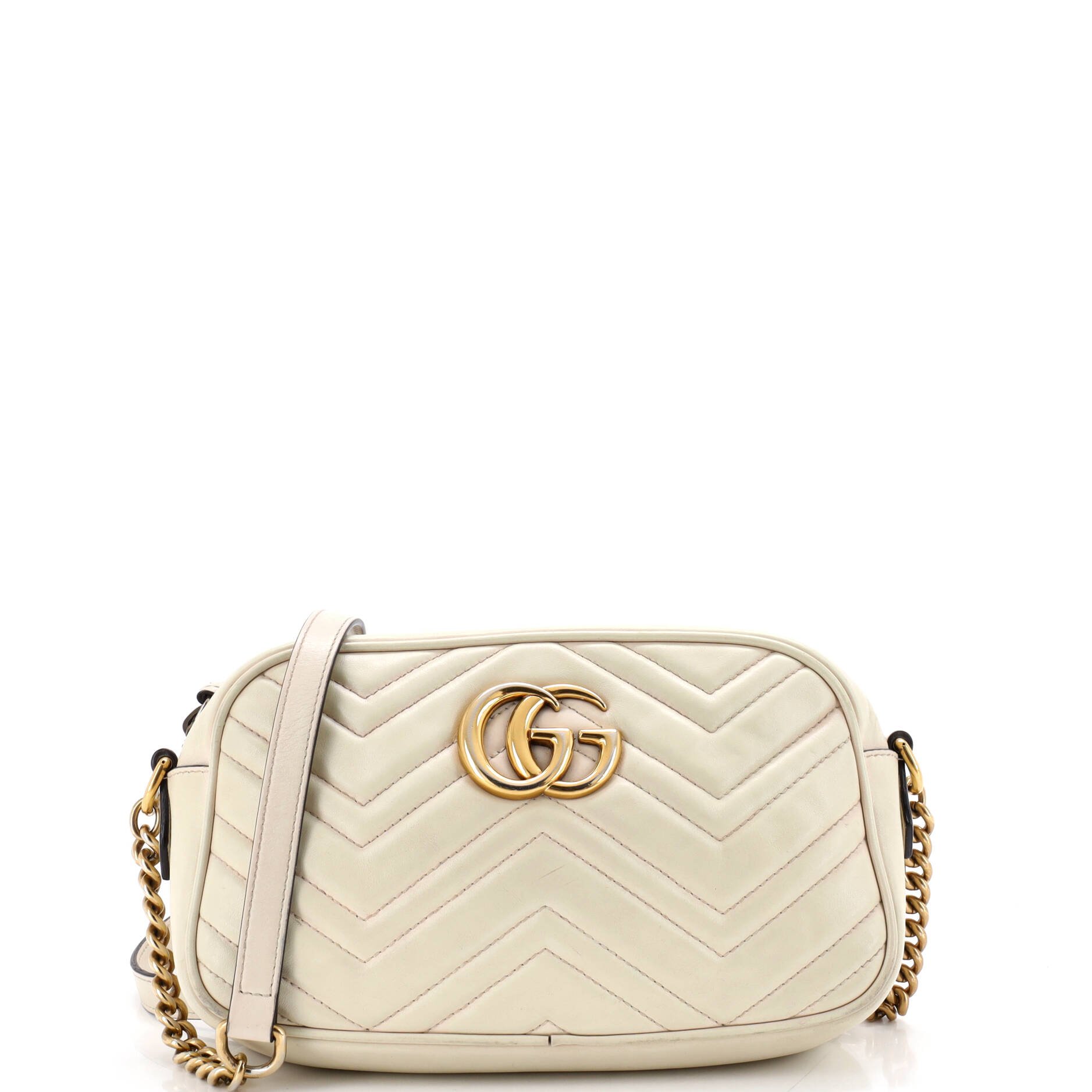 GG Marmont Shoulder Bag Chevron Iridescent Leather Small