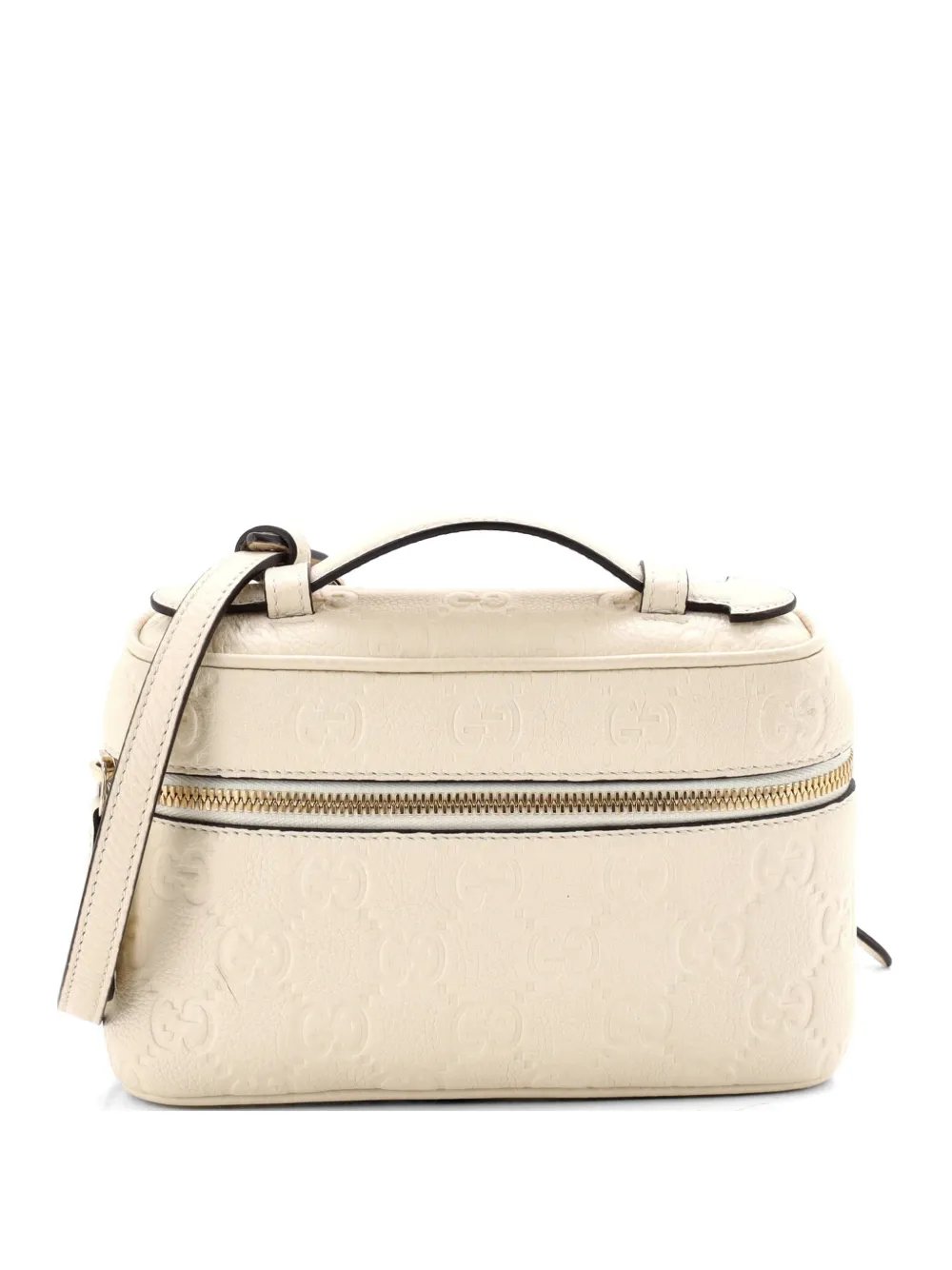Emblem Top Handle Vanity Bag GG Embossed Leather Small shoulder bag