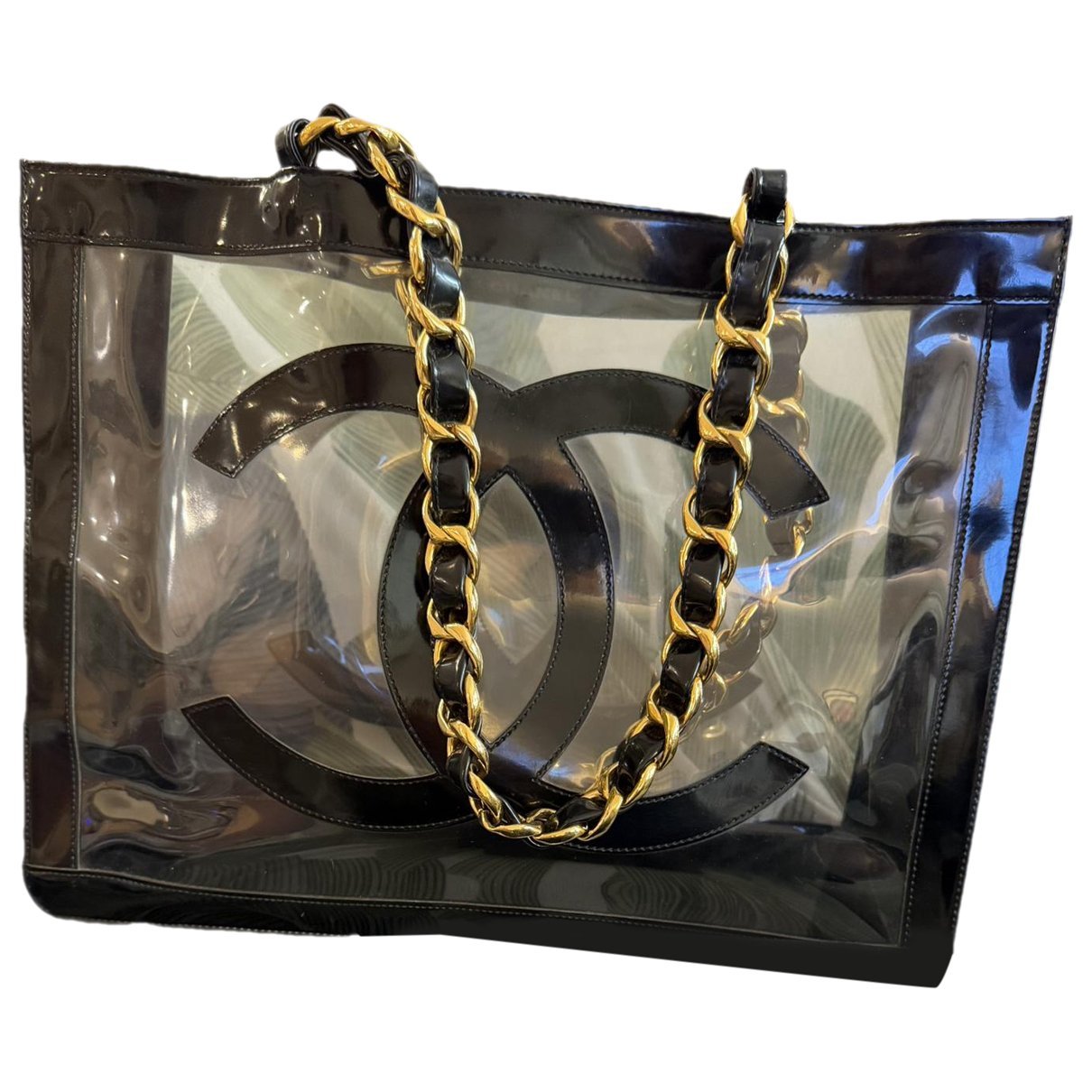 Vintage CC Chain vinyl tote