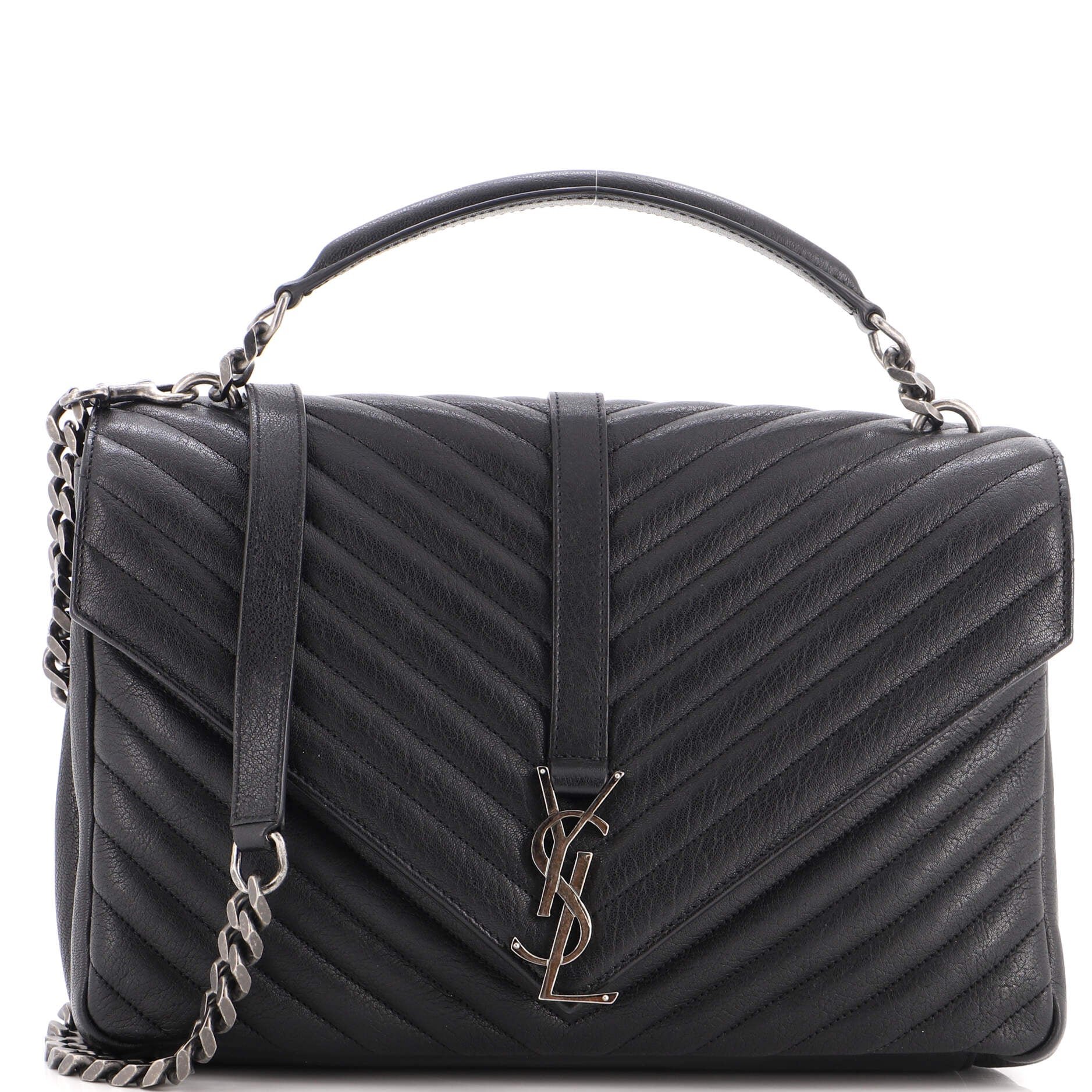 Classic Monogram College Bag Matelasse Chevron Leather Large