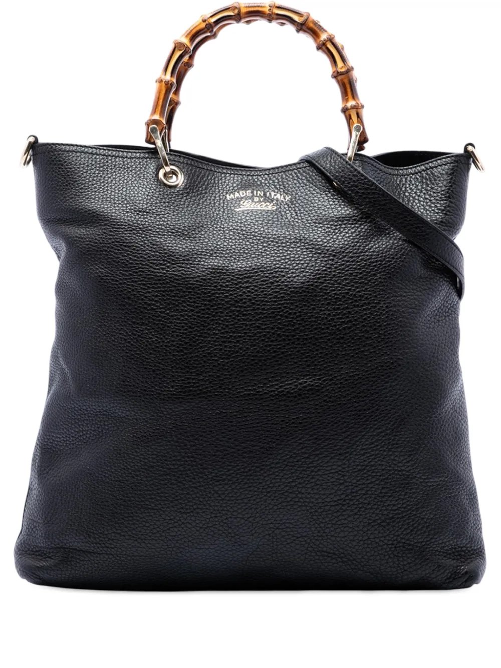 2016-2026 Tall Pebbled Calfskin Bamboo Shopper Tote satchel