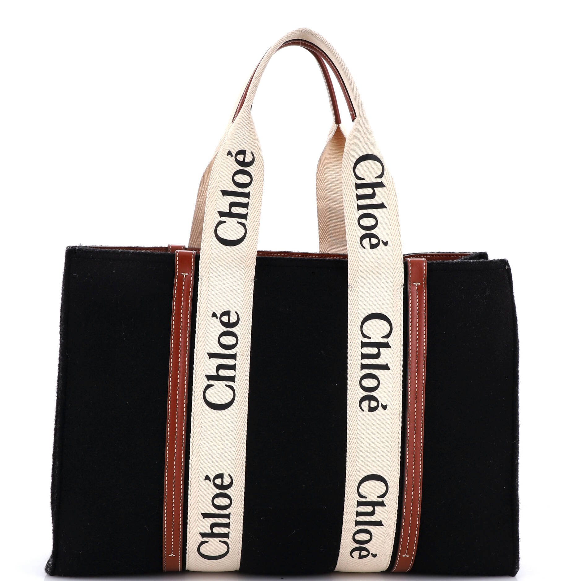 Chloe Woody Tote Recycled Felt with Leather and Canvas Large