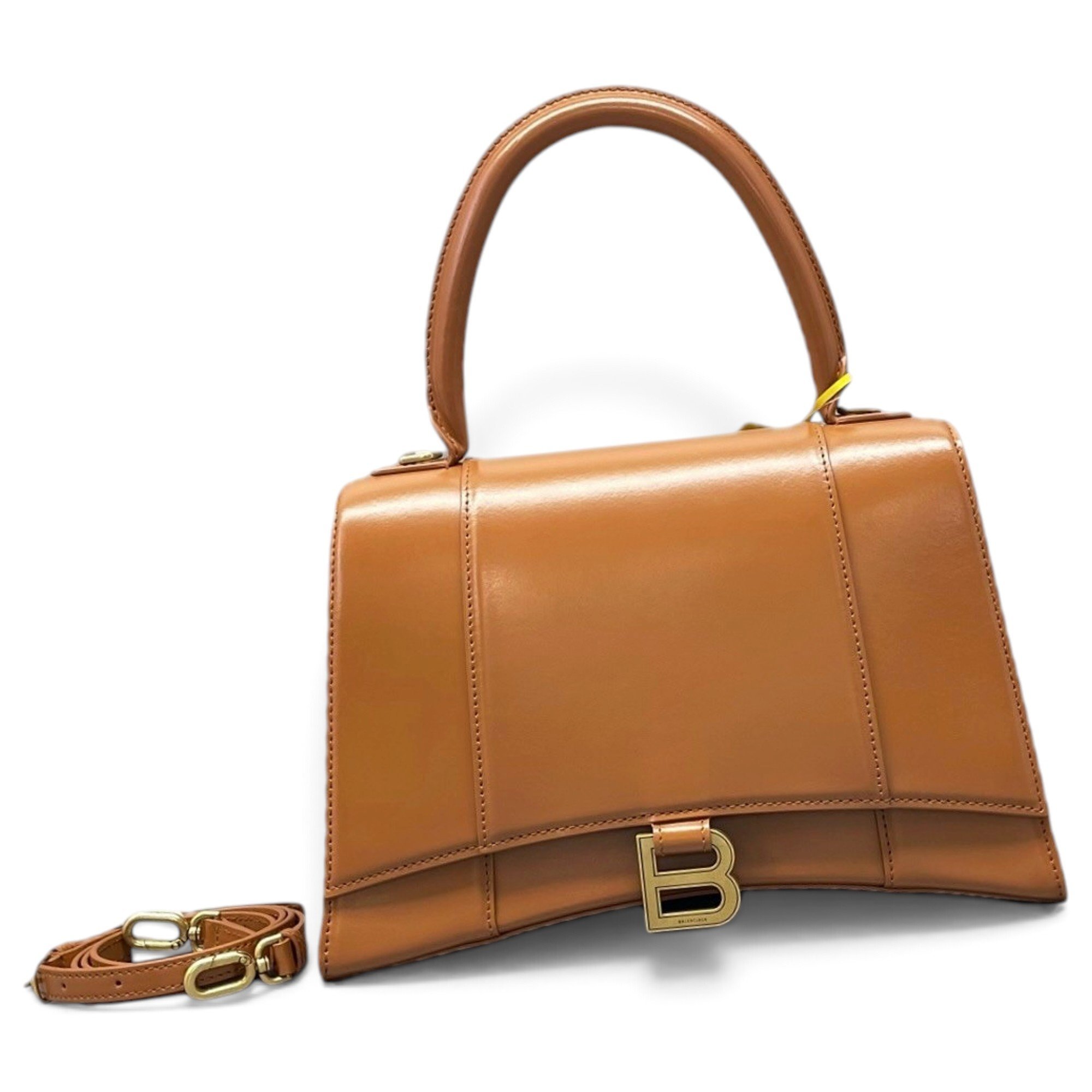 Hourglass leather handbag