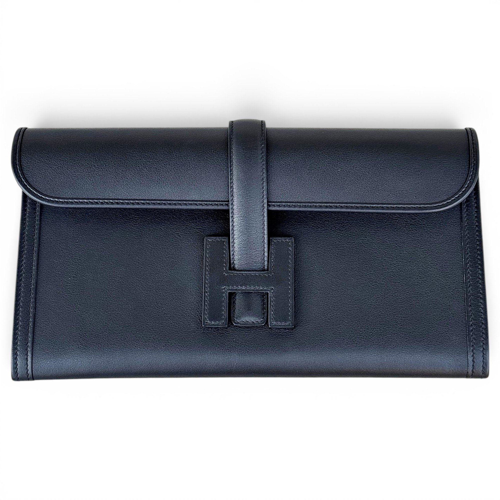 Hermes Jige Elan 29 Handbag Black Swift Leather