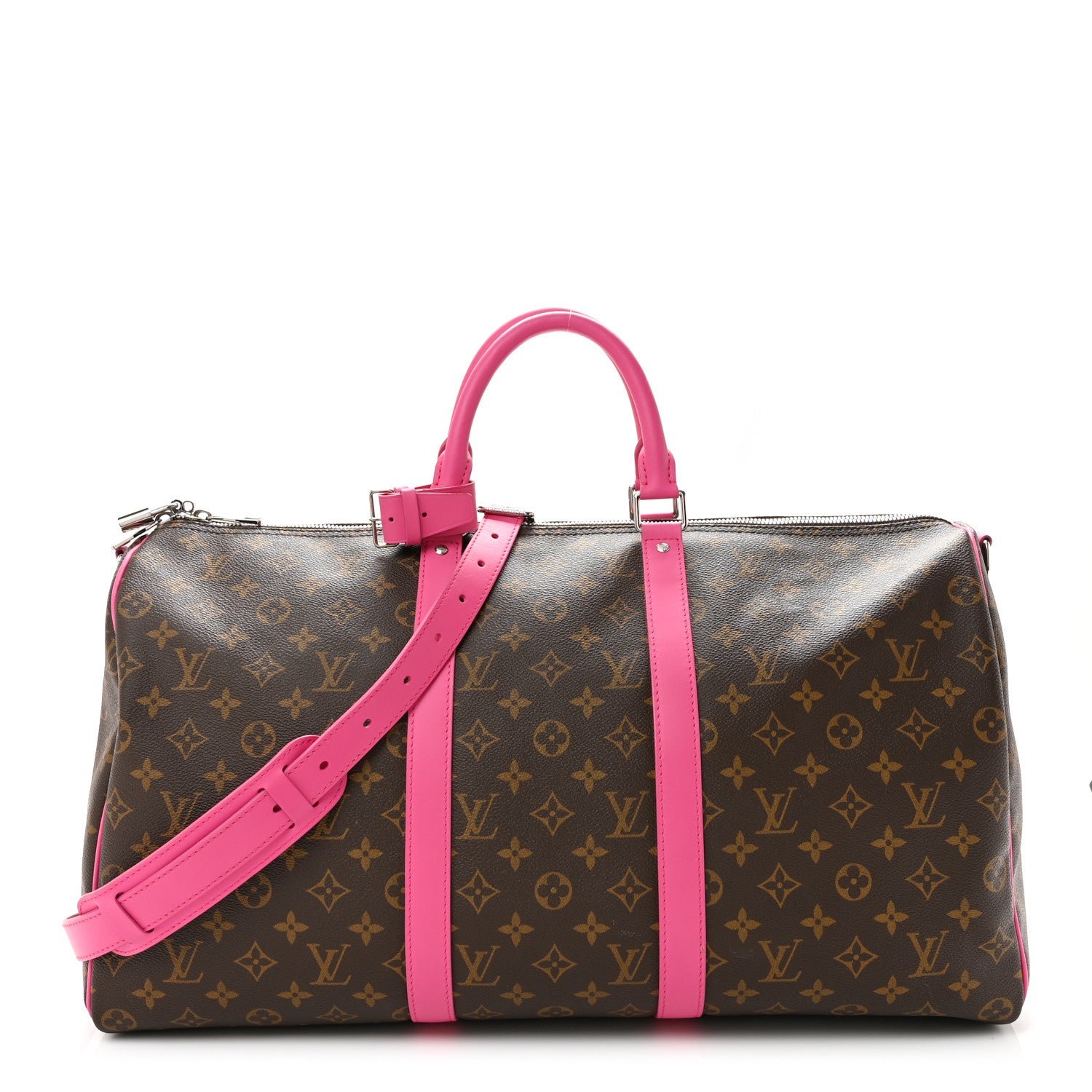 Monogram Macassar Keepall Bandouliere 50 Fuchsia