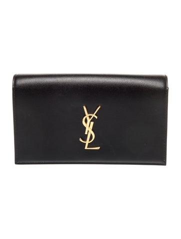Leather Kate monogram grained leather clutch