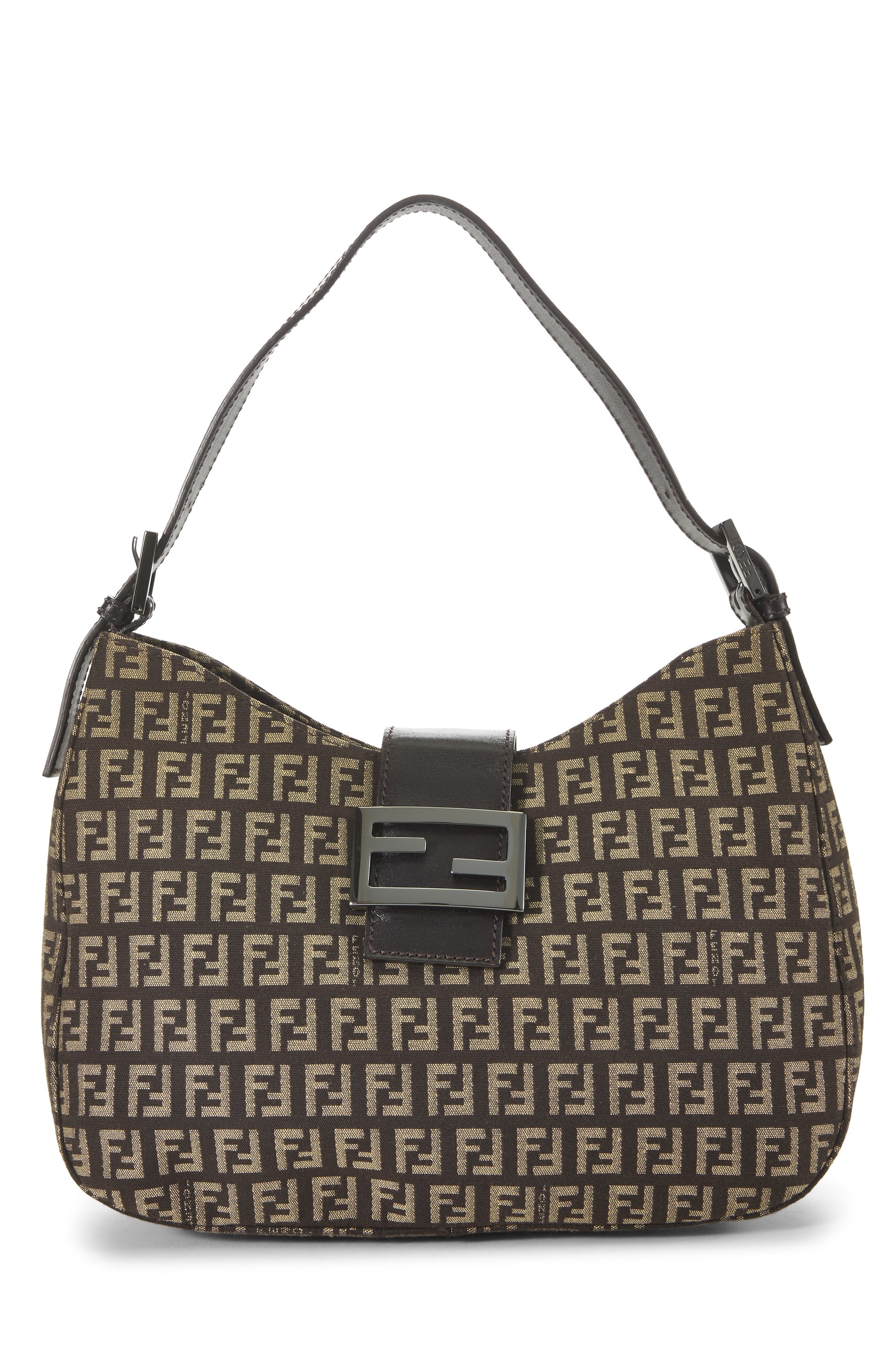 Fendi Brown Zucchino Canvas Shoulder Bag