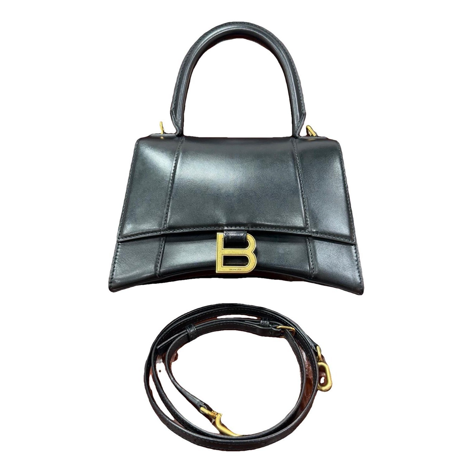 Hourglass leather handbag