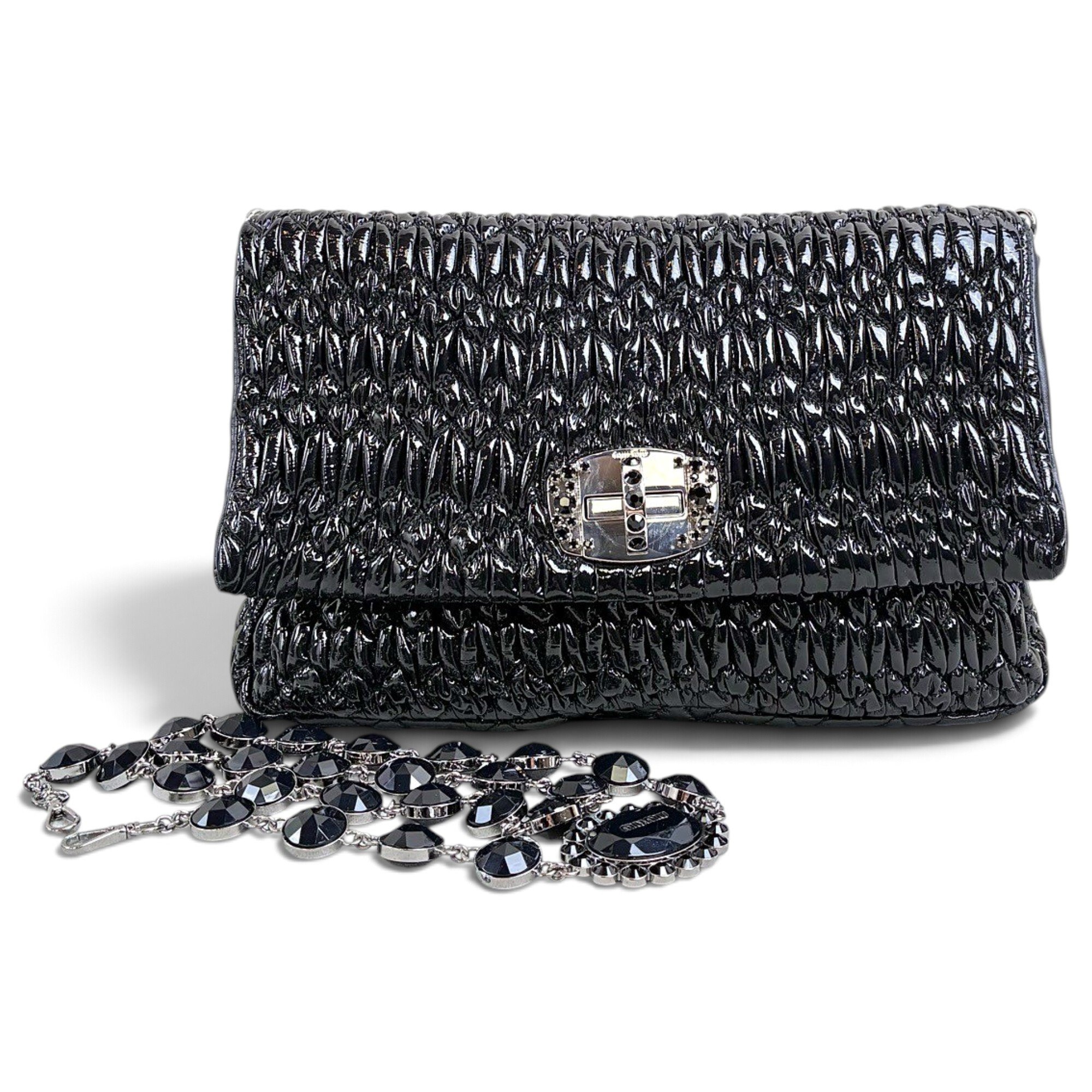 Miu Crystal leather handbag