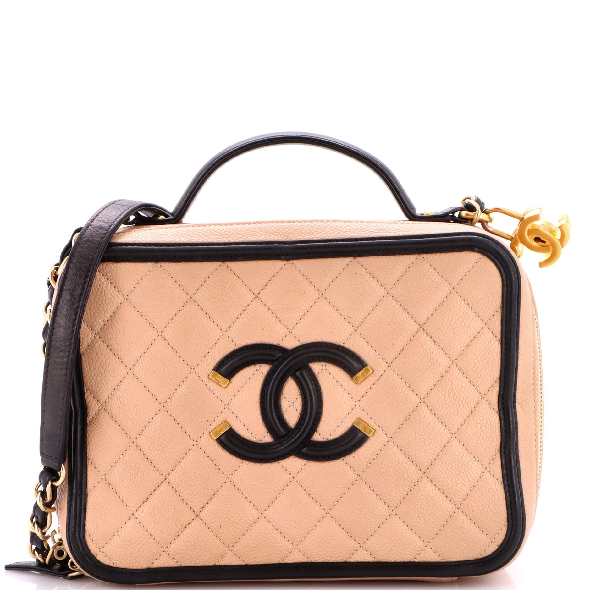 Filigree Vanity Case Quilted Caviar Large