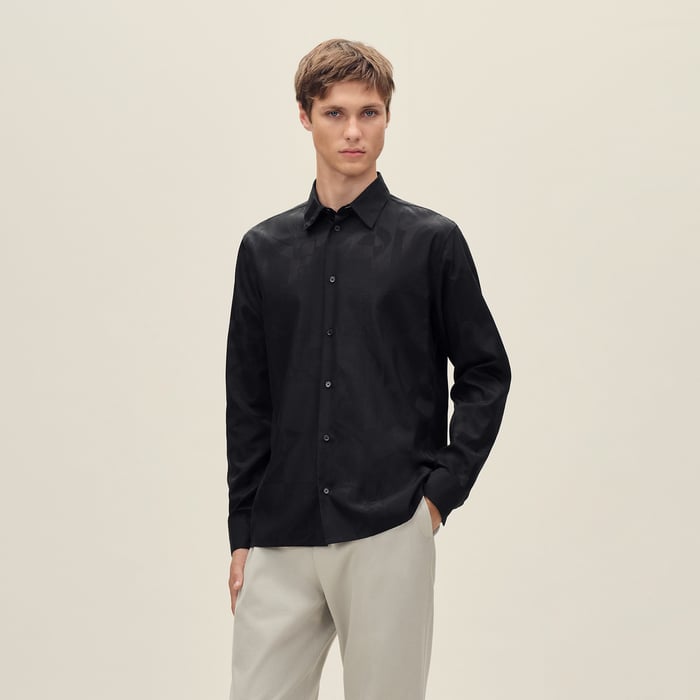 Noir "Eperon d'Or Jacquard" Straight Cut Shirt