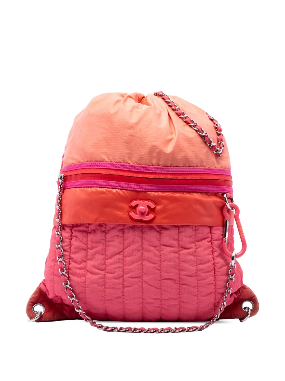 2019 Large CC Multicolor Vertical Quilted Nylon Coco Neige Convertible backpack