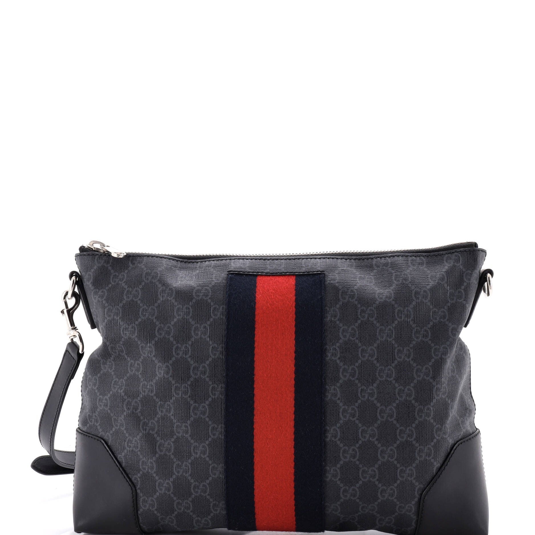 Web Zip Flat Messenger GG Coated Canvas Medium