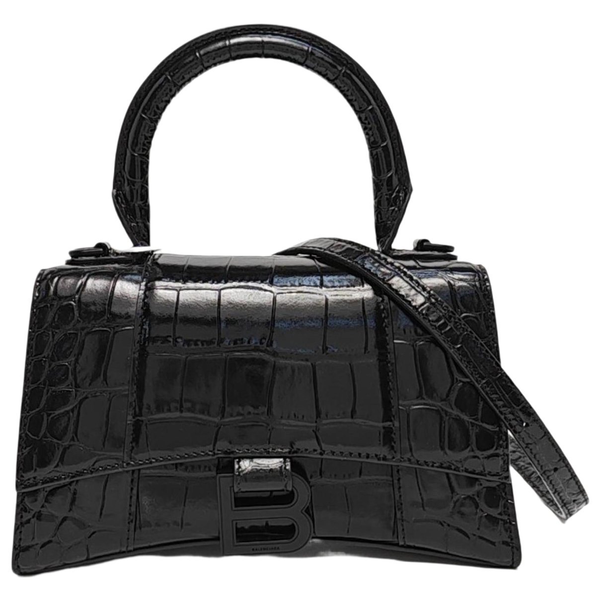 Hourglass leather handbag