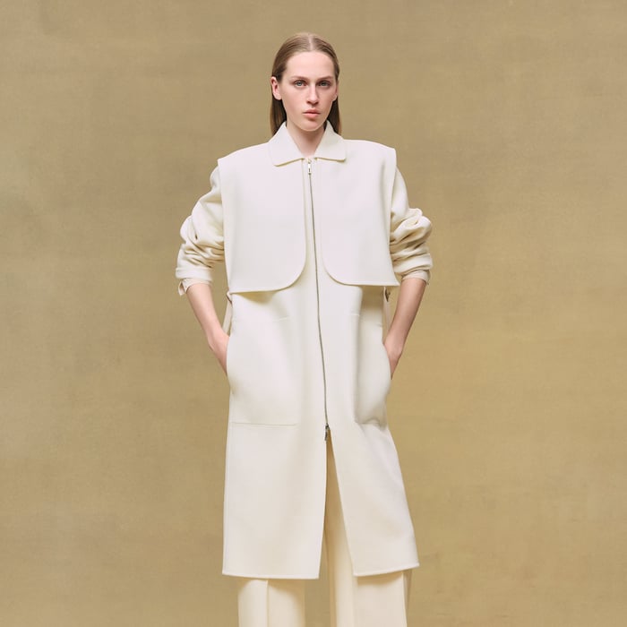 Blanc Naturel Long Storm Flap Coat