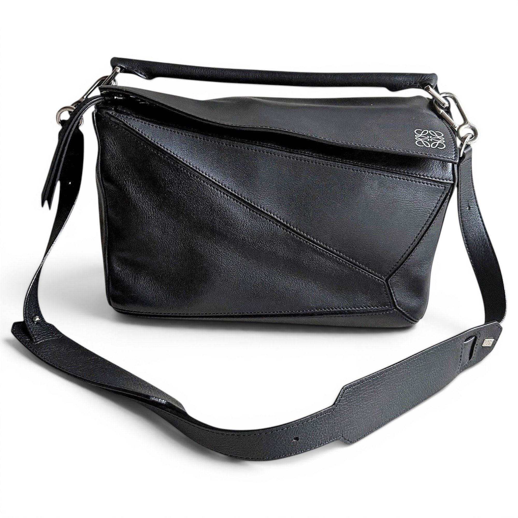 Puzzle leather handbag