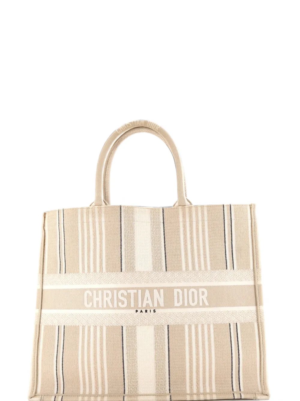 Dior Book Bayadere Stripe Embroidered Canvas Large tote bag