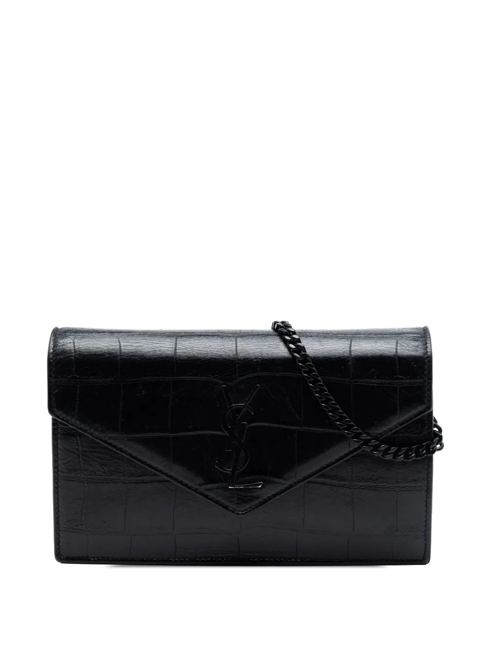 2017 Croc Embossed Leather Monogram Monochrome Envelope Chain Wallet crossbody bag