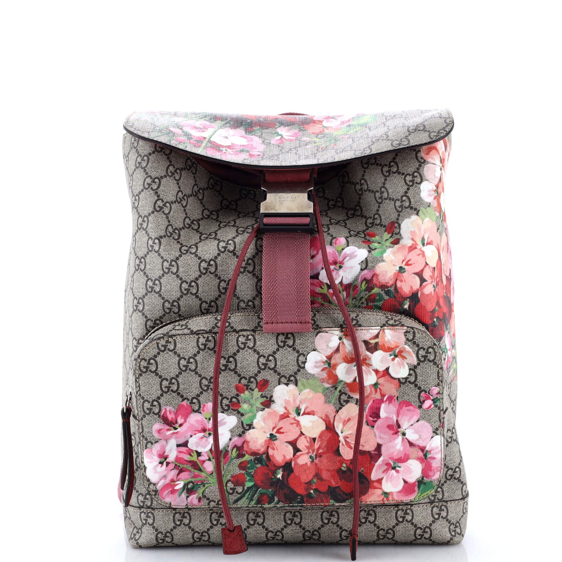 Gucci Buckle Backpack Blooms Print GG Coated Canvas Medium
