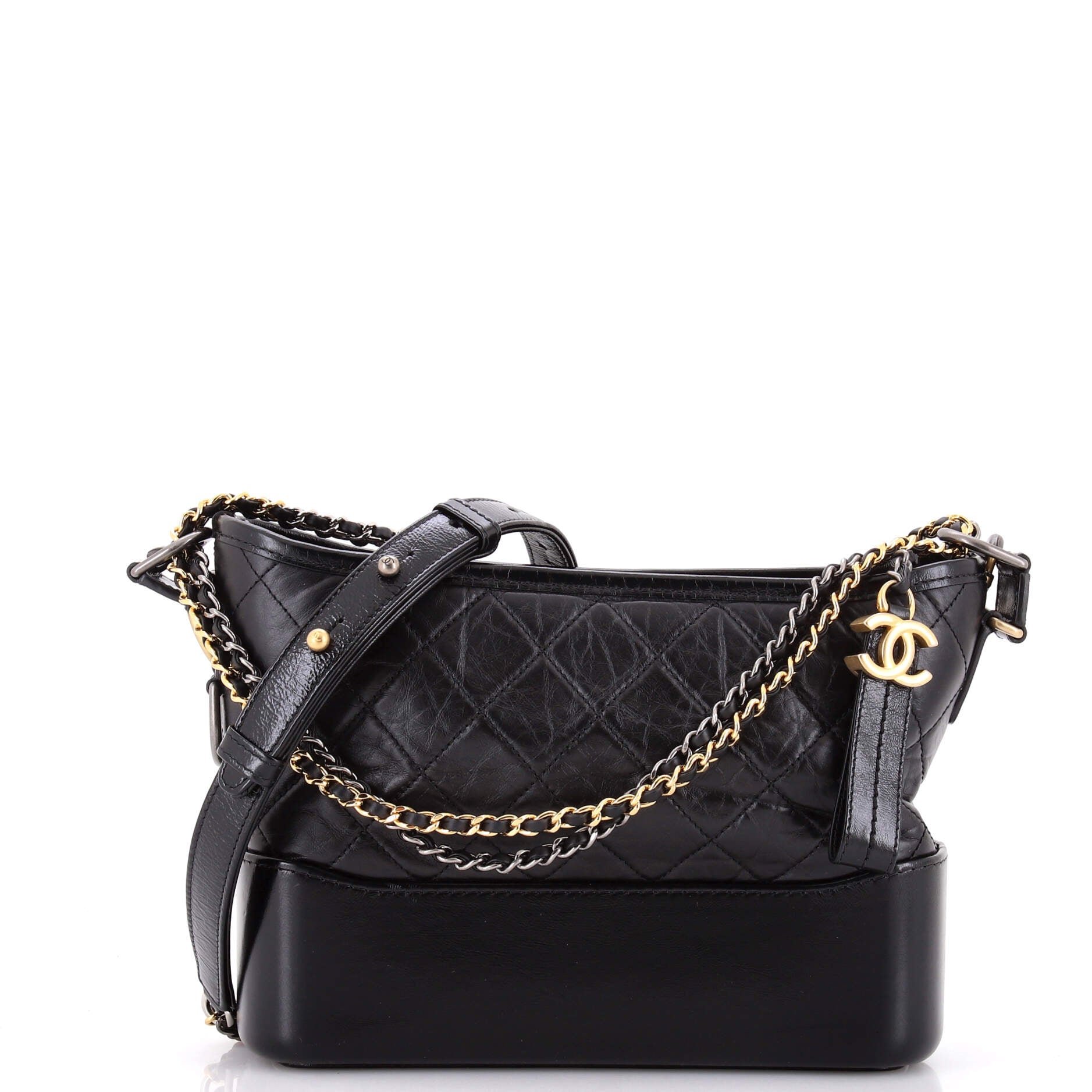 Gabrielle Hobo with Logo Handle Quilted Aged Calfskin Medium
