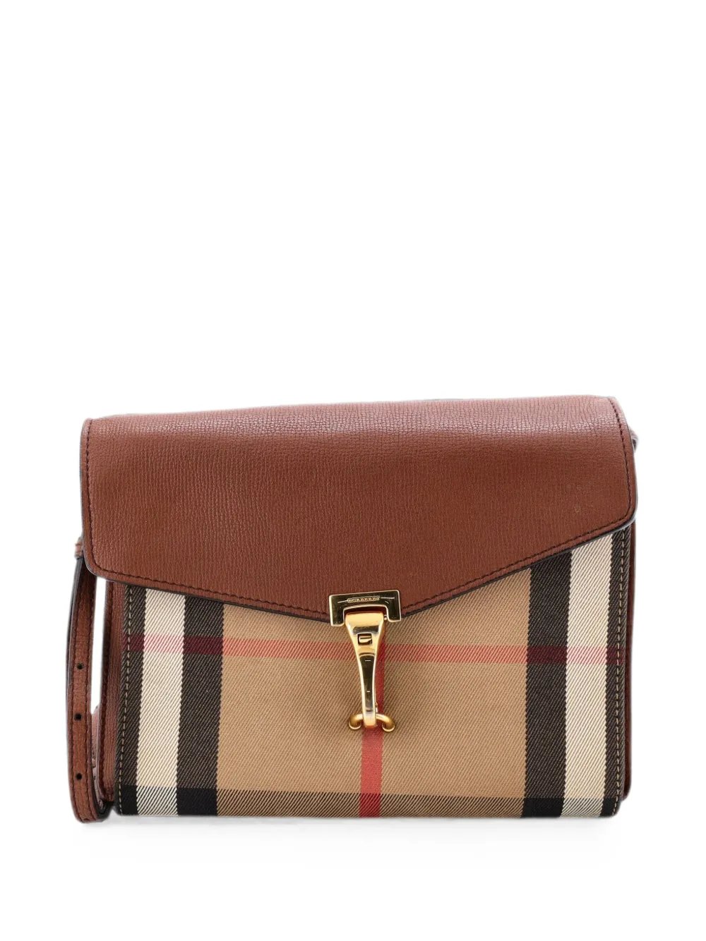 Macken Leather and House Check Canvas Small crossbody bag