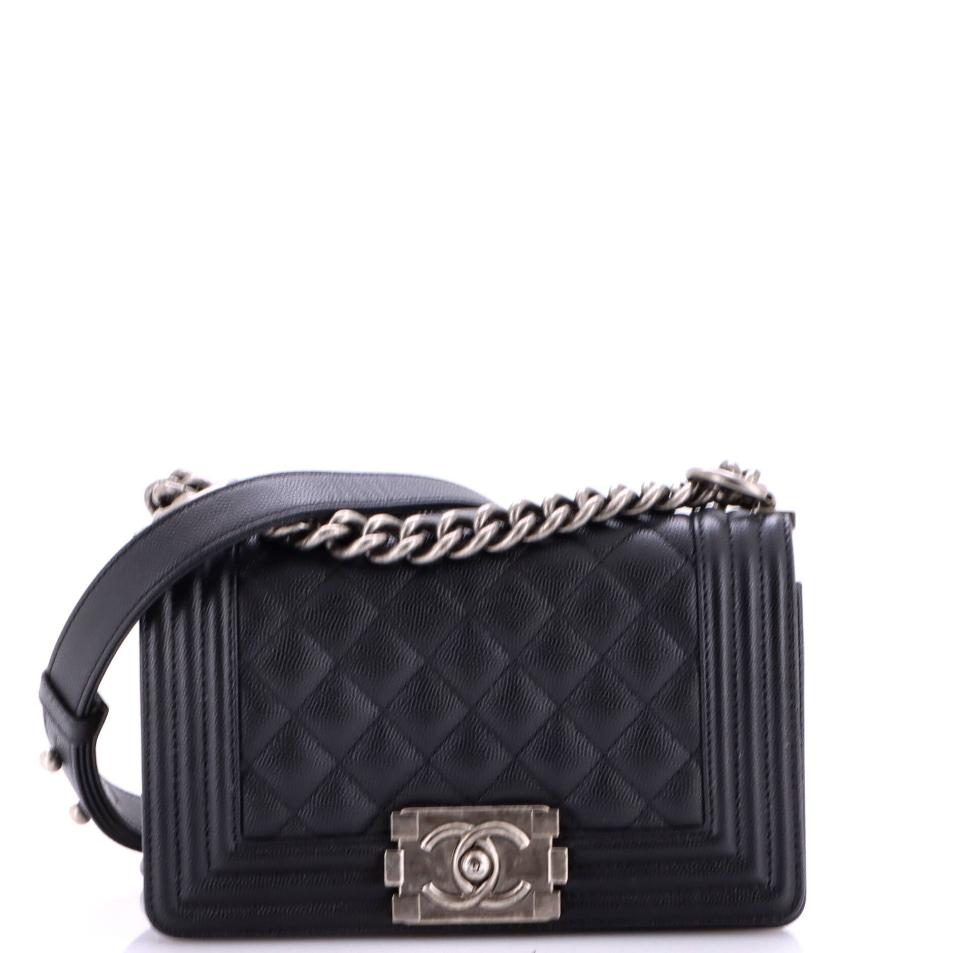 Boy Flap Bag Quilted Caviar Small