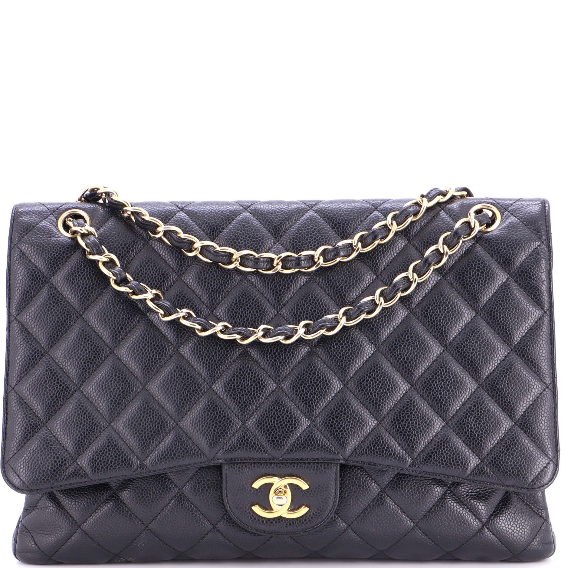 Classic Single Flap Bag Quilted Caviar Maxi