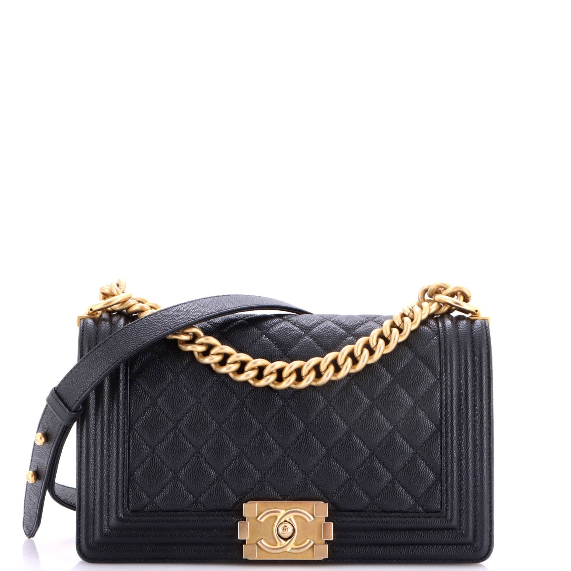 Boy Flap Bag Quilted Caviar Old Medium