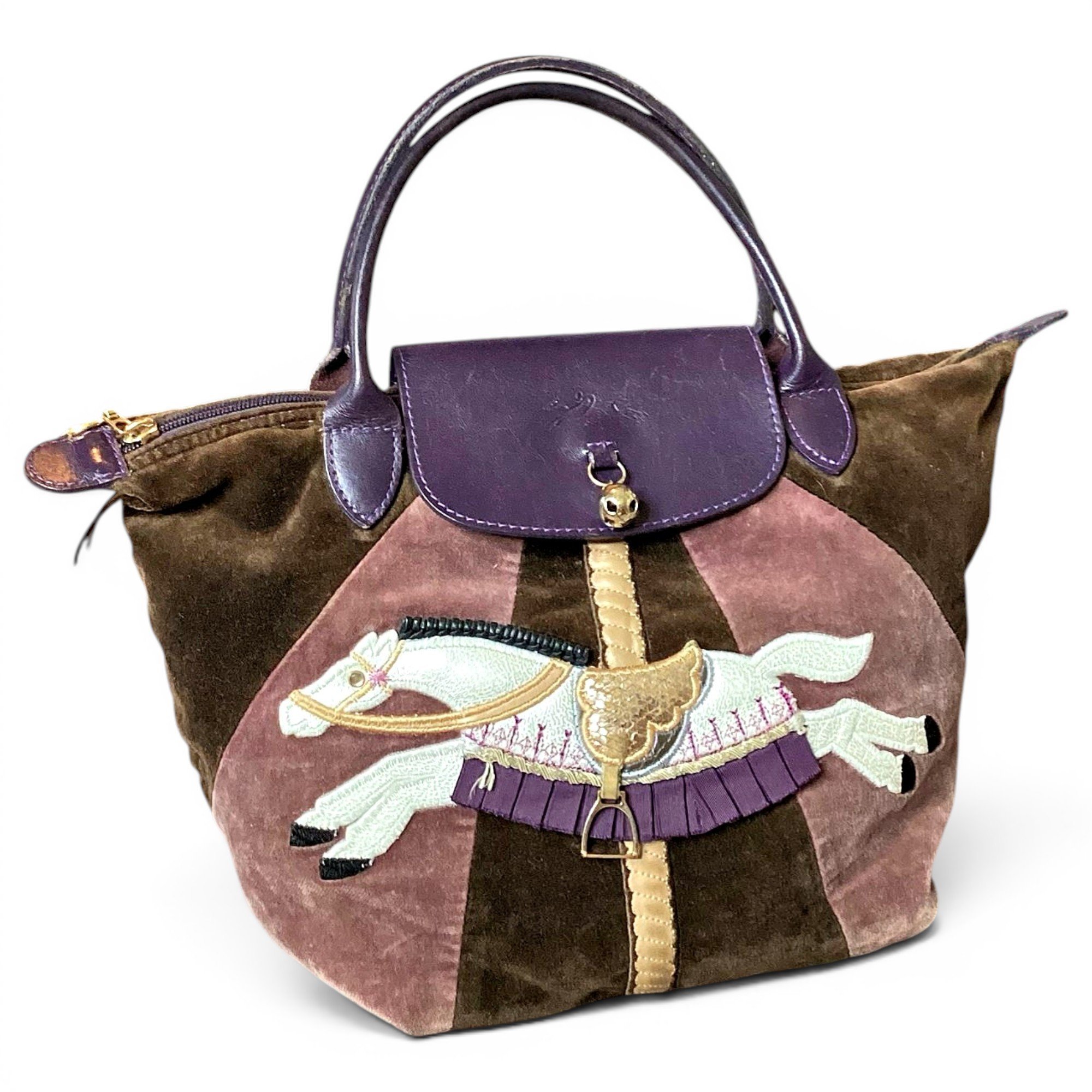 Pliage velvet handbag