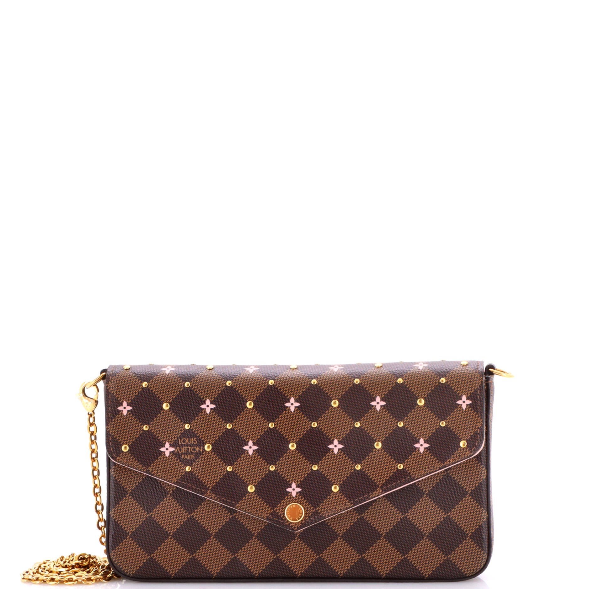 Felicie Pochette Flower Printed Studded Damier
