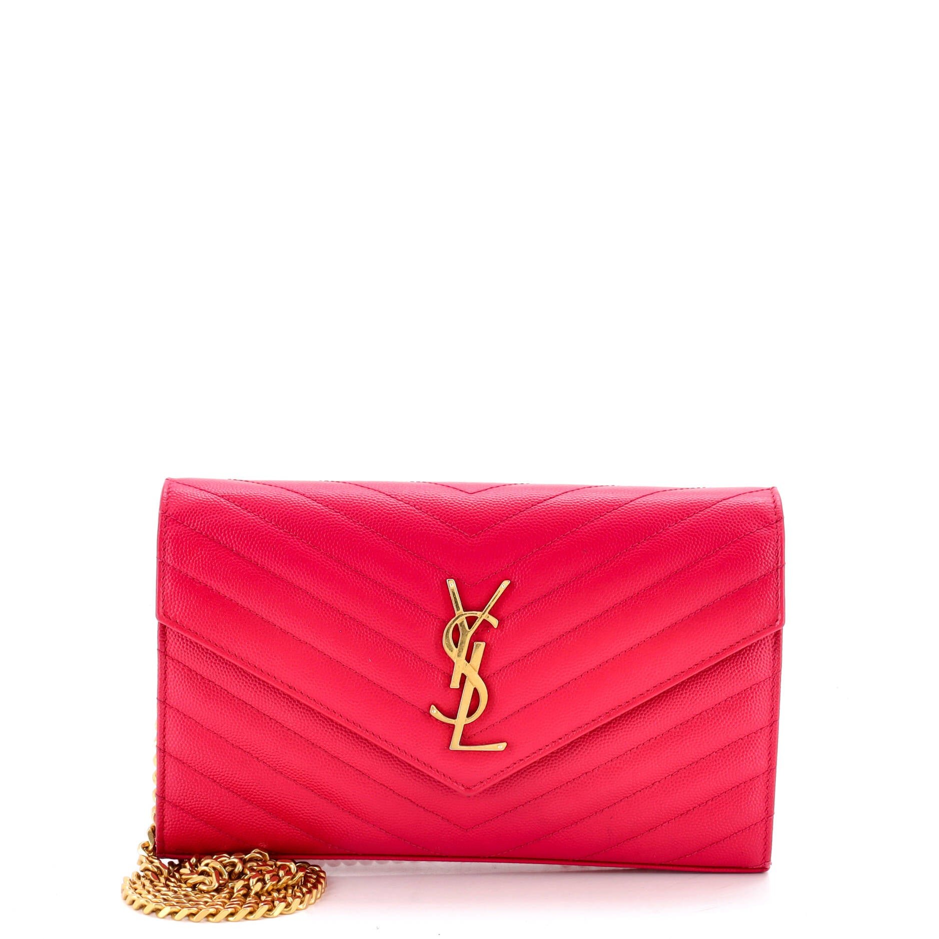 Classic Monogram Wallet on Chain Matelasse Chevron Leather Medium
