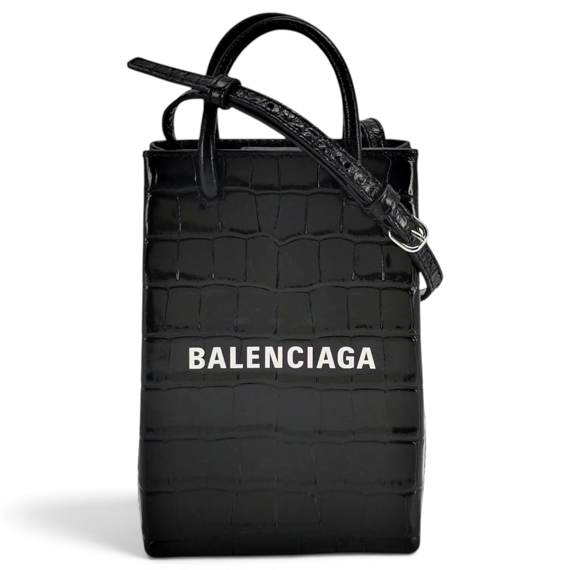 Shopping North South leather handbag
