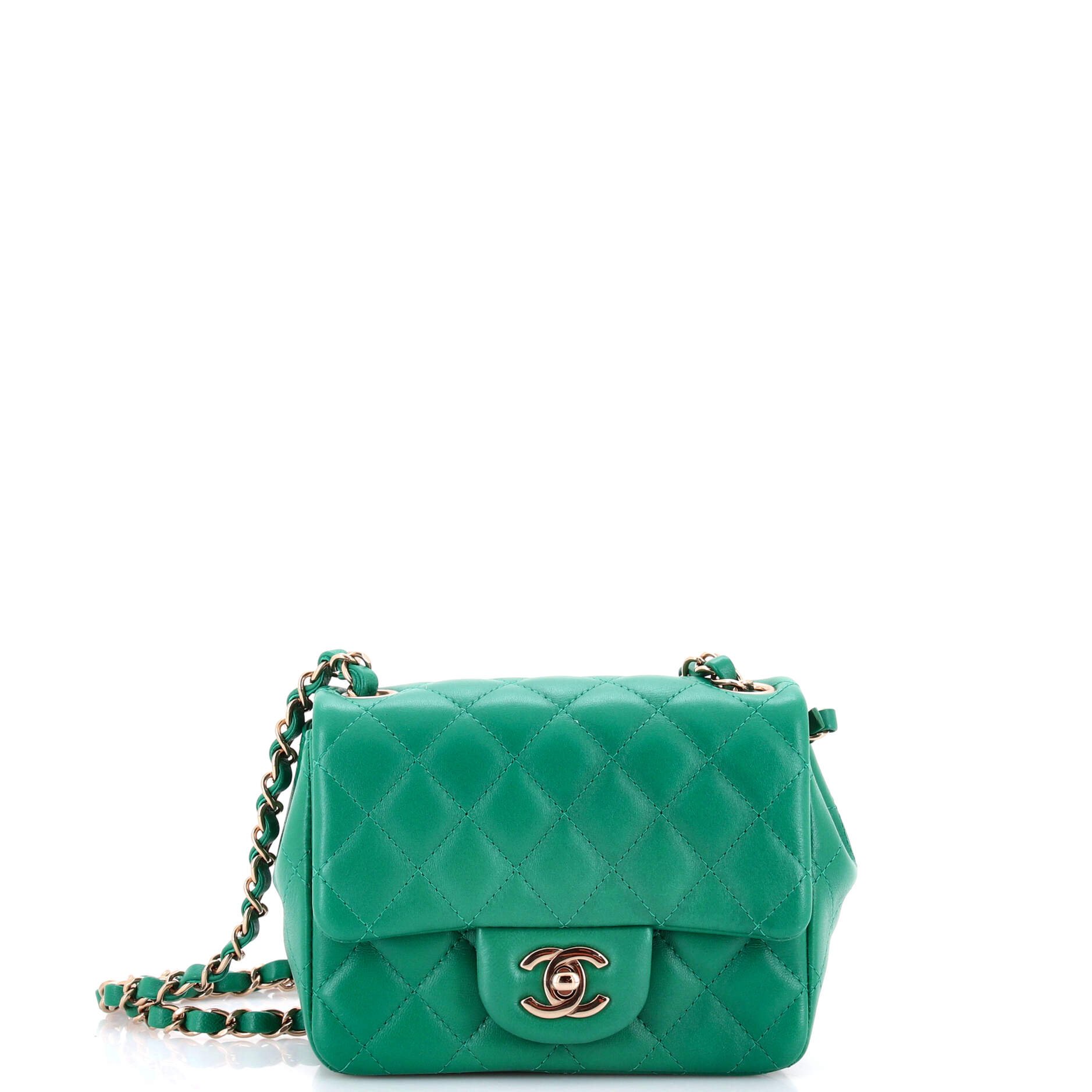 Square Classic Single Flap Bag Quilted Lambskin Mini