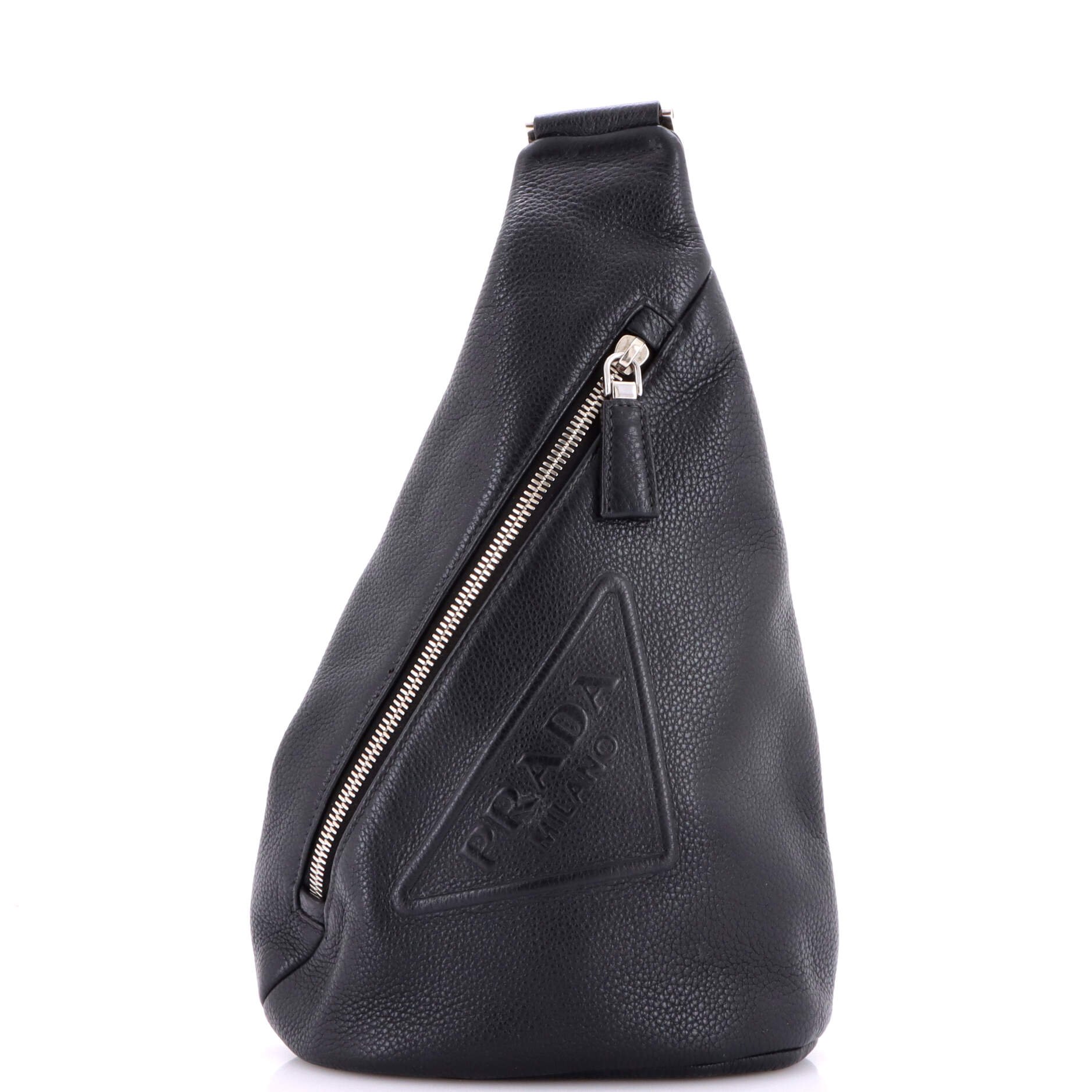 Triangle Logo Sling Bag Leather