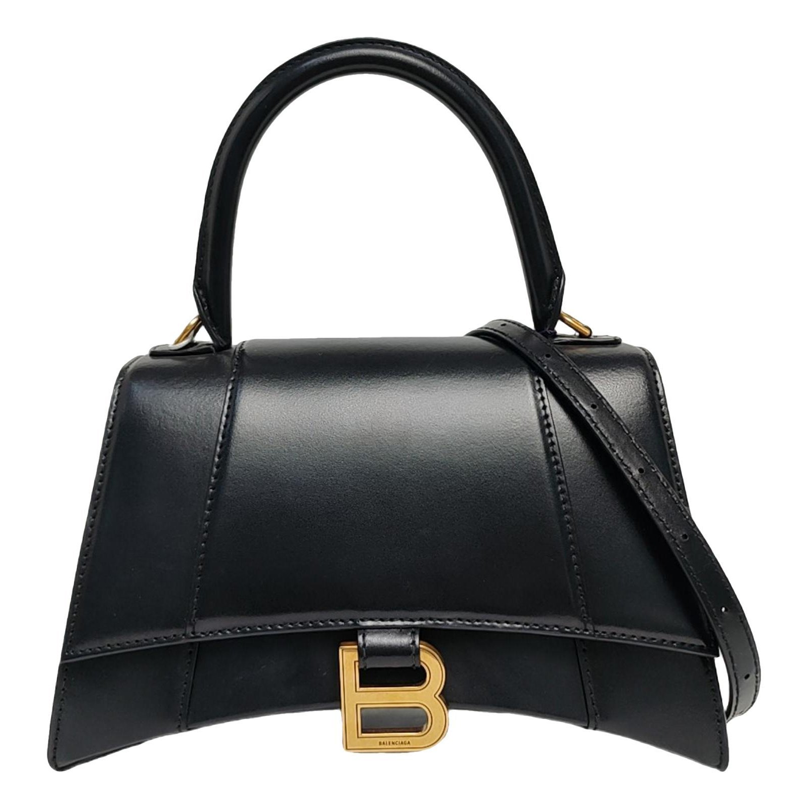 Hourglass leather handbag